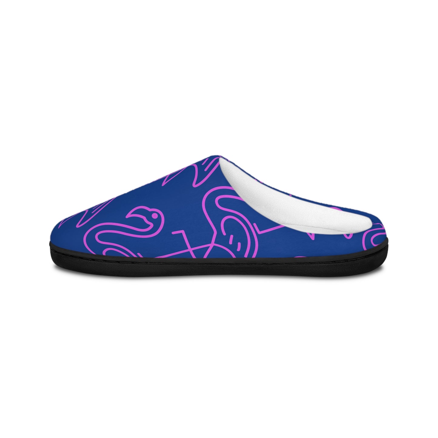 Stylish Flannel Fleece Indoor Slippers for Men with Flamingo Design, Cozy House Shoes, Gift for Him, Lounge Slippers, Unique Home Footwear