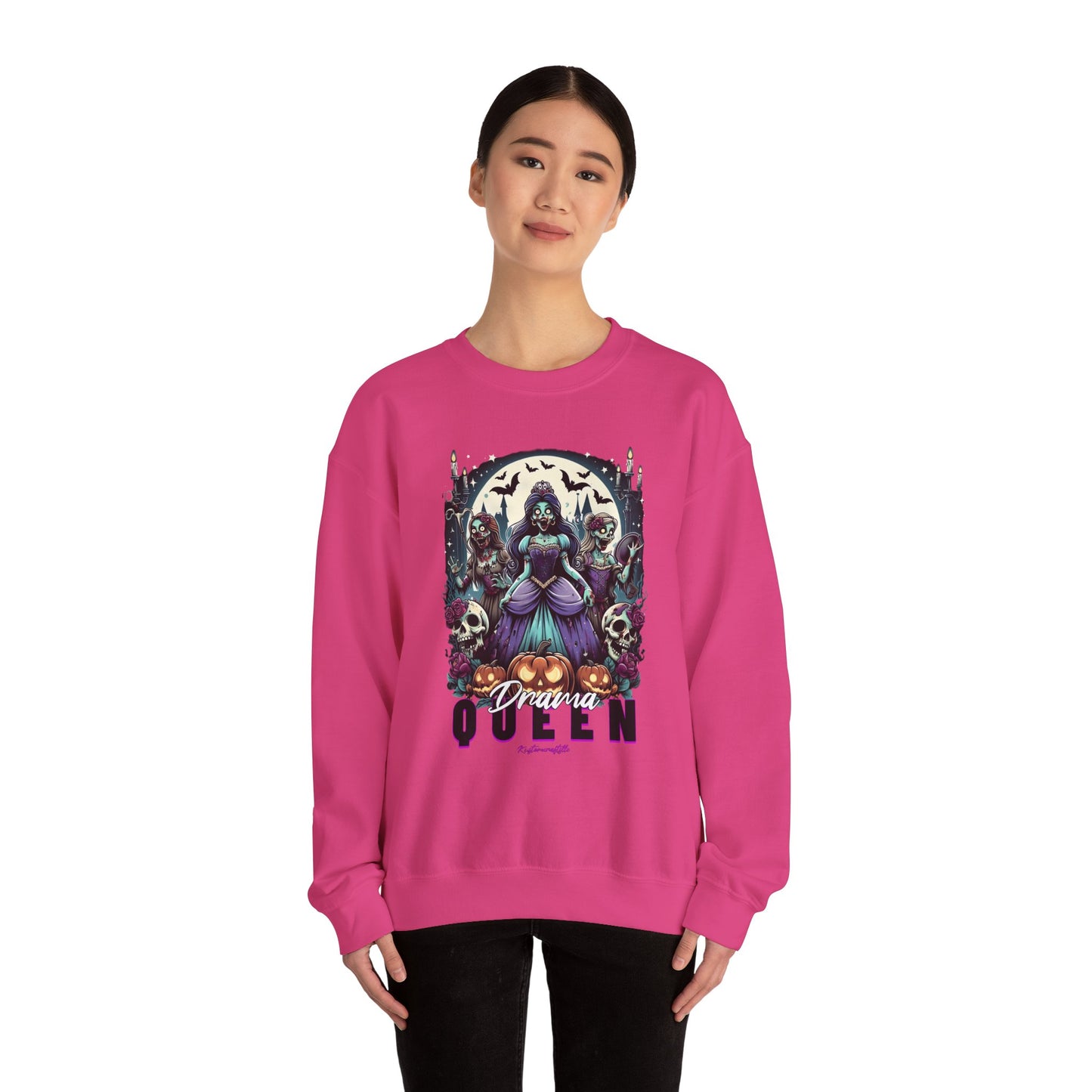 Drama Gothic Queen Sweatshirt - Unisex Heavy Blend Crewneck, Halloween Apparel, Dark Aesthetic Clothing, Edgy Gift for Her, Cozy Sweatshirt