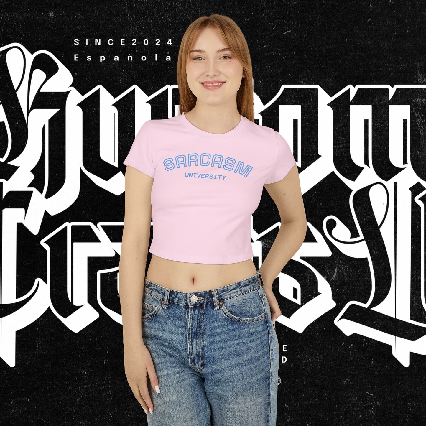 Sarcasm University Women's Baby Tee - Fun Humor T-Shirt, Gift for Friends, Cute Casual Top, College Style, Perfect Birthday Gift