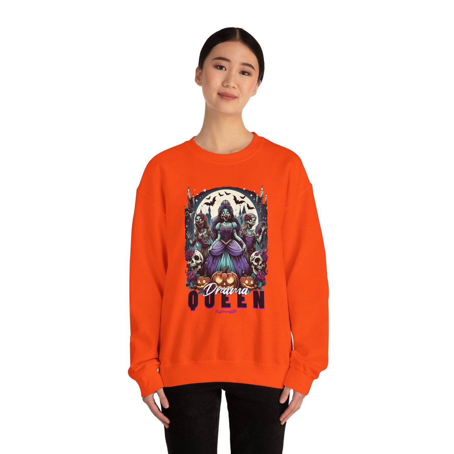 Drama Gothic Queen Sweatshirt - Unisex Heavy Blend Crewneck, Halloween Apparel, Dark Aesthetic Clothing, Edgy Gift for Her, Cozy Sweatshirt
