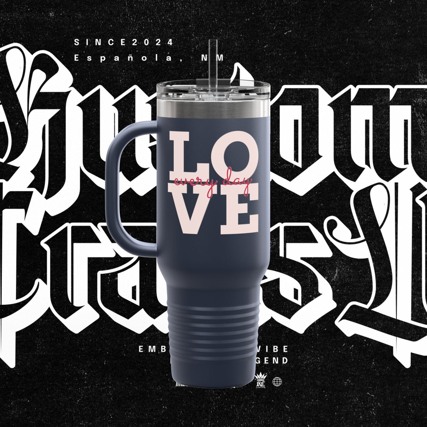 Love Your Life Insulated Travel Mug, 40oz - Motivational Coffee Cup for Commuters, Inspirational Tea Tumbler, Positive Energy Drinkware,