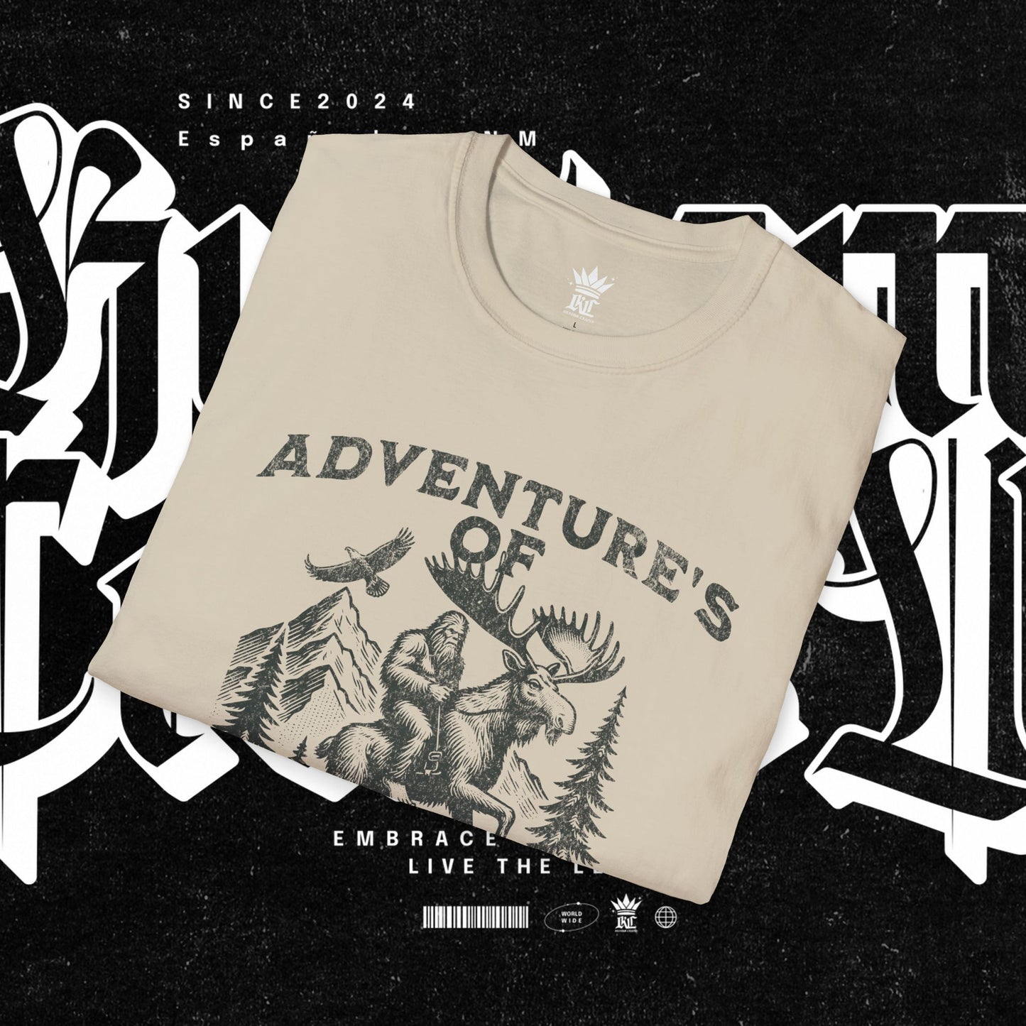Adventure's of Bigfoot & Marty The Moose Unisex T-Shirt, Travel Tee, Outdoor Graphic Shirt, Nature Lover Gift, Moose Adventure Apparel