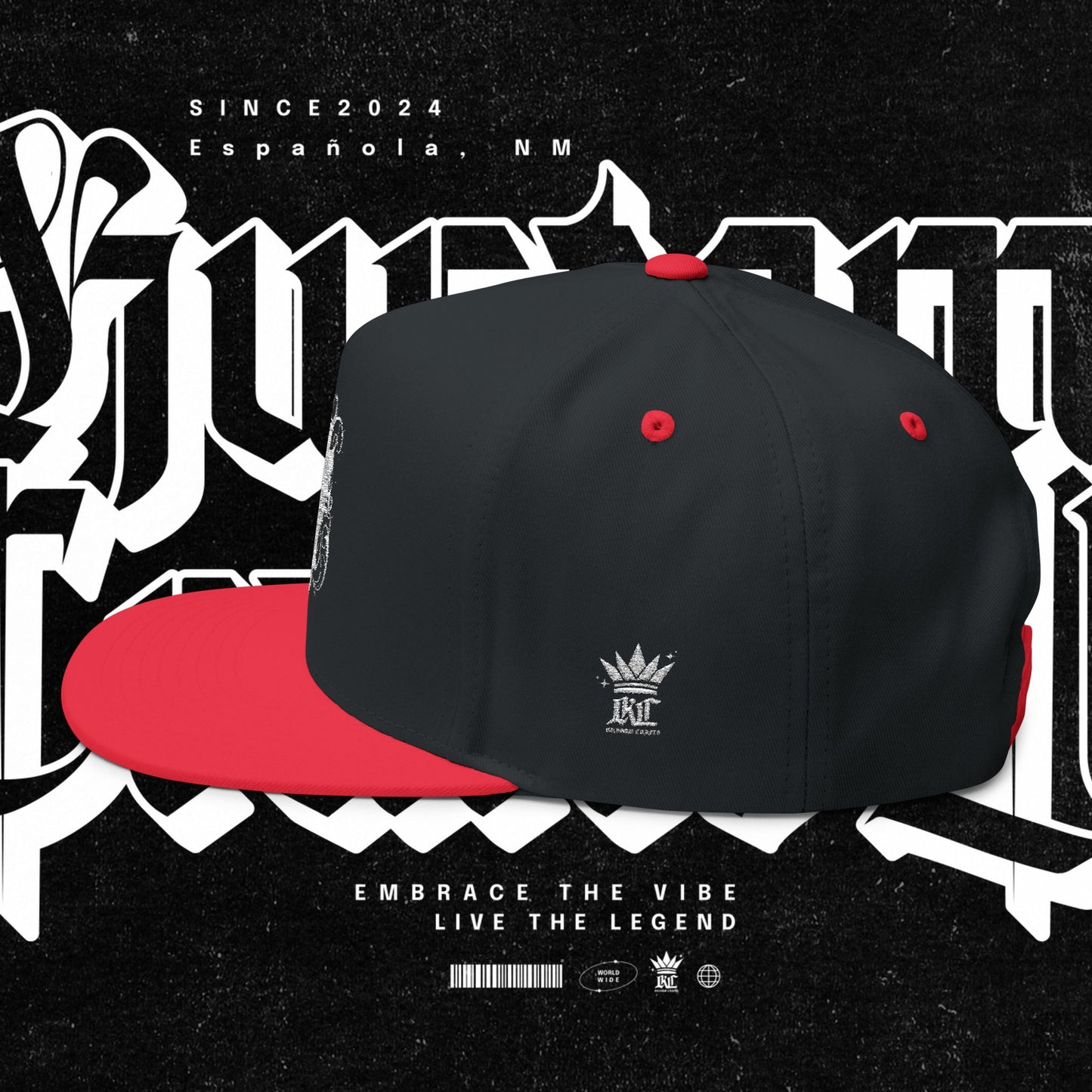 Embroidered Flat Bill Cap - Love Life Graffiti Style Hat