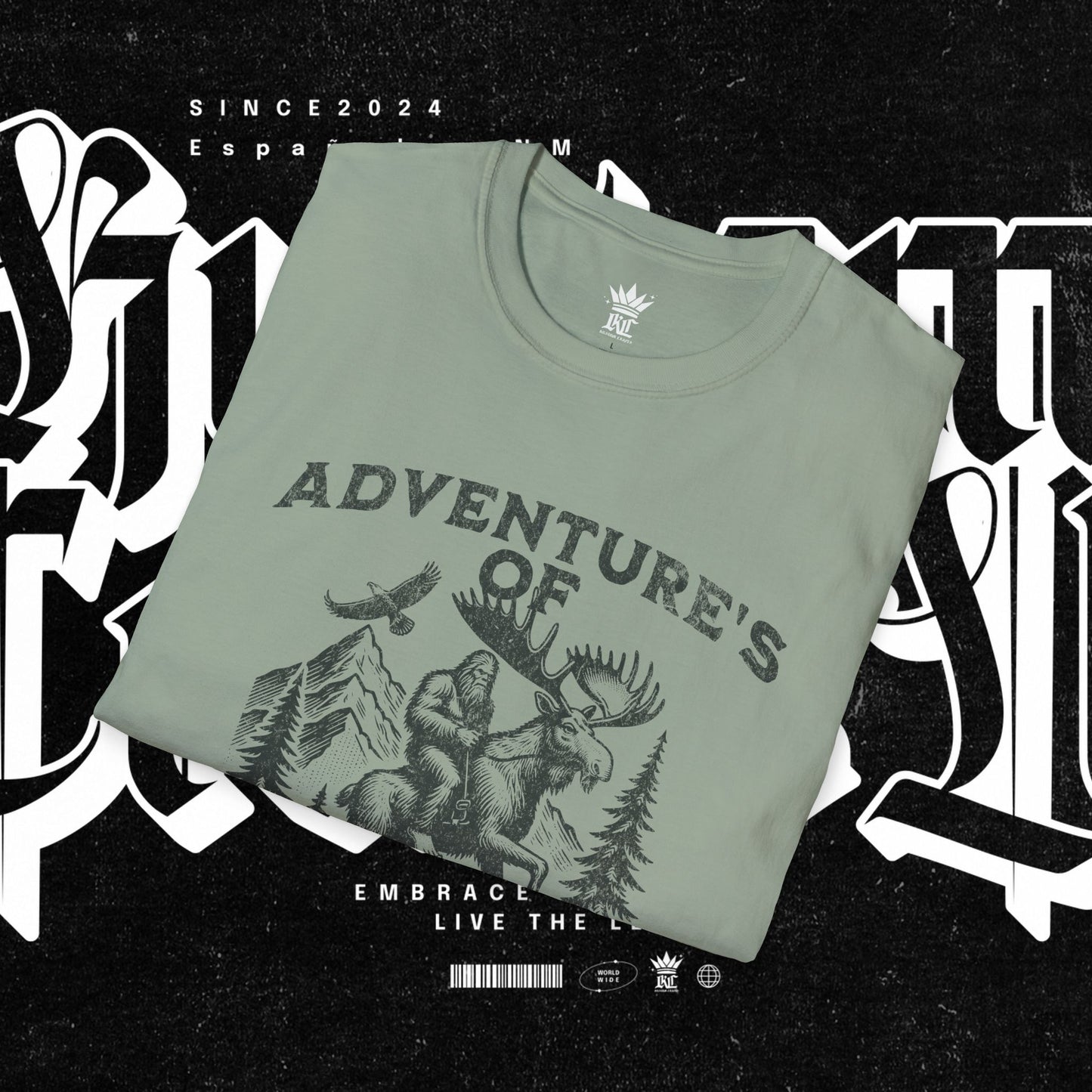 Adventure's of Bigfoot & Marty The Moose Unisex T-Shirt, Travel Tee, Outdoor Graphic Shirt, Nature Lover Gift, Moose Adventure Apparel