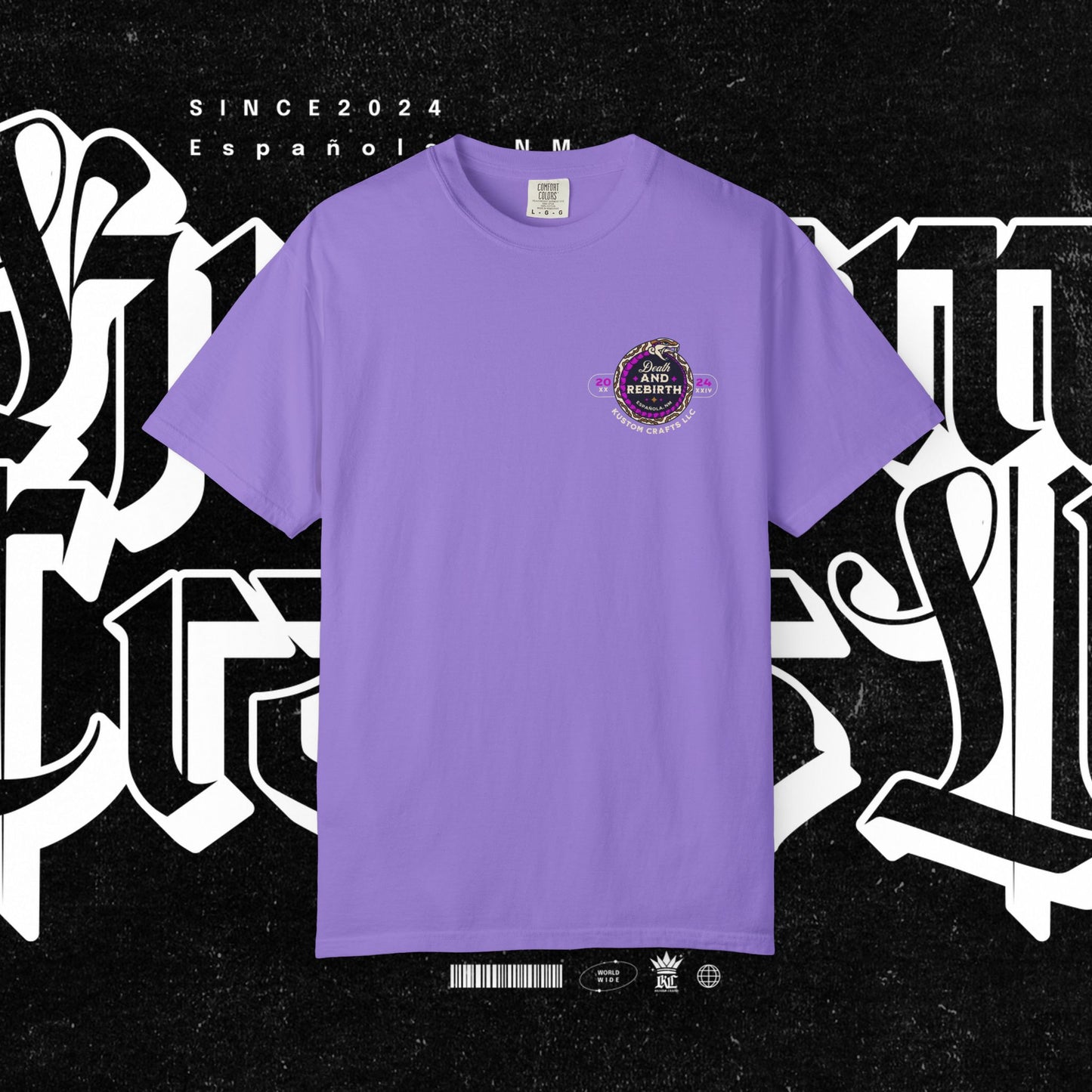 Death and Rebirth Bright Purple/Pink Snake Graphic Tee, Death Rebirth Unisex T-shirt, Streetwear Alternative Fashion, Serpent Design Shirt, Edgy Clothing