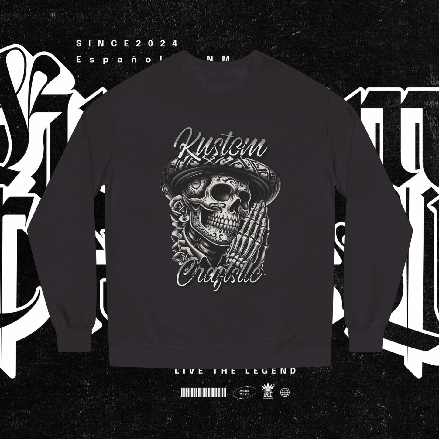 Lucky Skull Graphic Unisex Crew Neck Sweatshirt – Edgy Streetwear, Unique Gift, Casual Layering, Halloween Fashion, Unisex Apparel