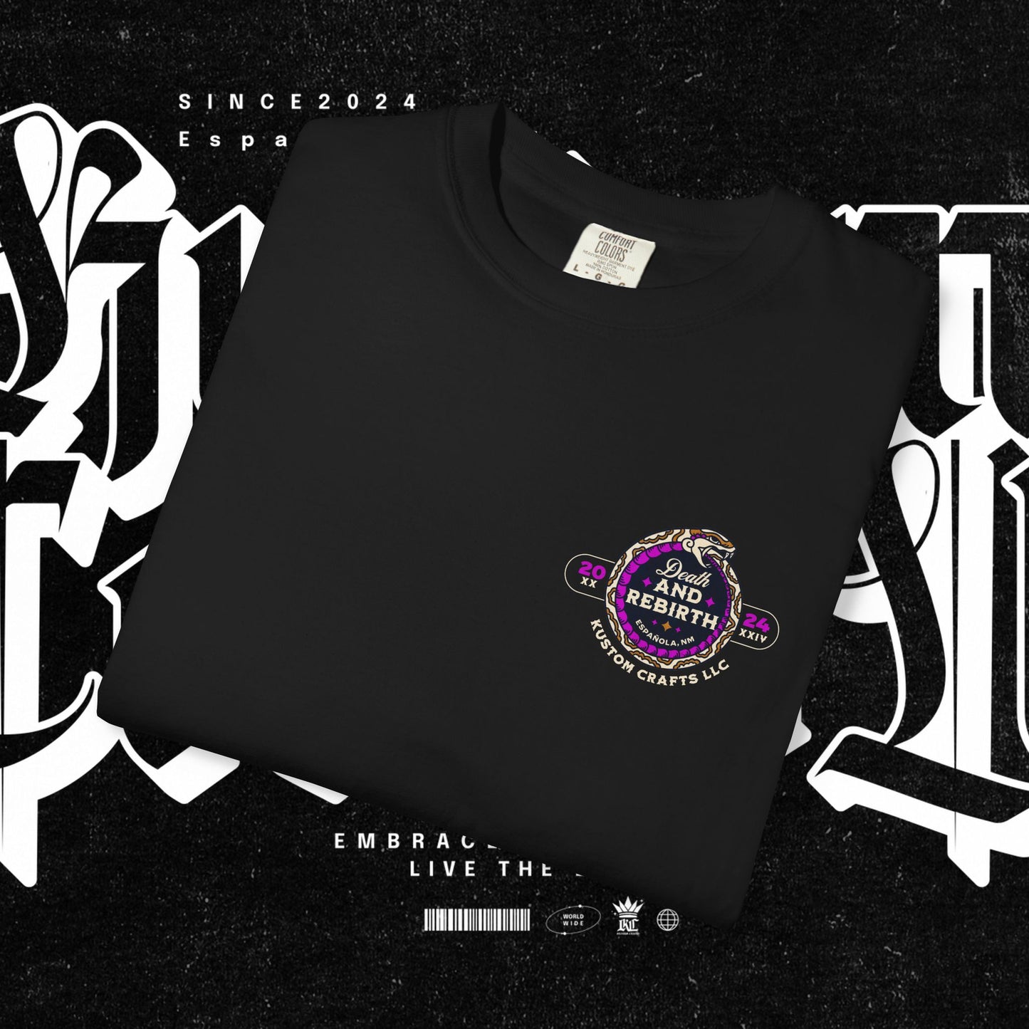 Death and Rebirth Bright Purple/Pink Snake Graphic Tee, Death Rebirth Unisex T-shirt, Streetwear Alternative Fashion, Serpent Design Shirt, Edgy Clothing