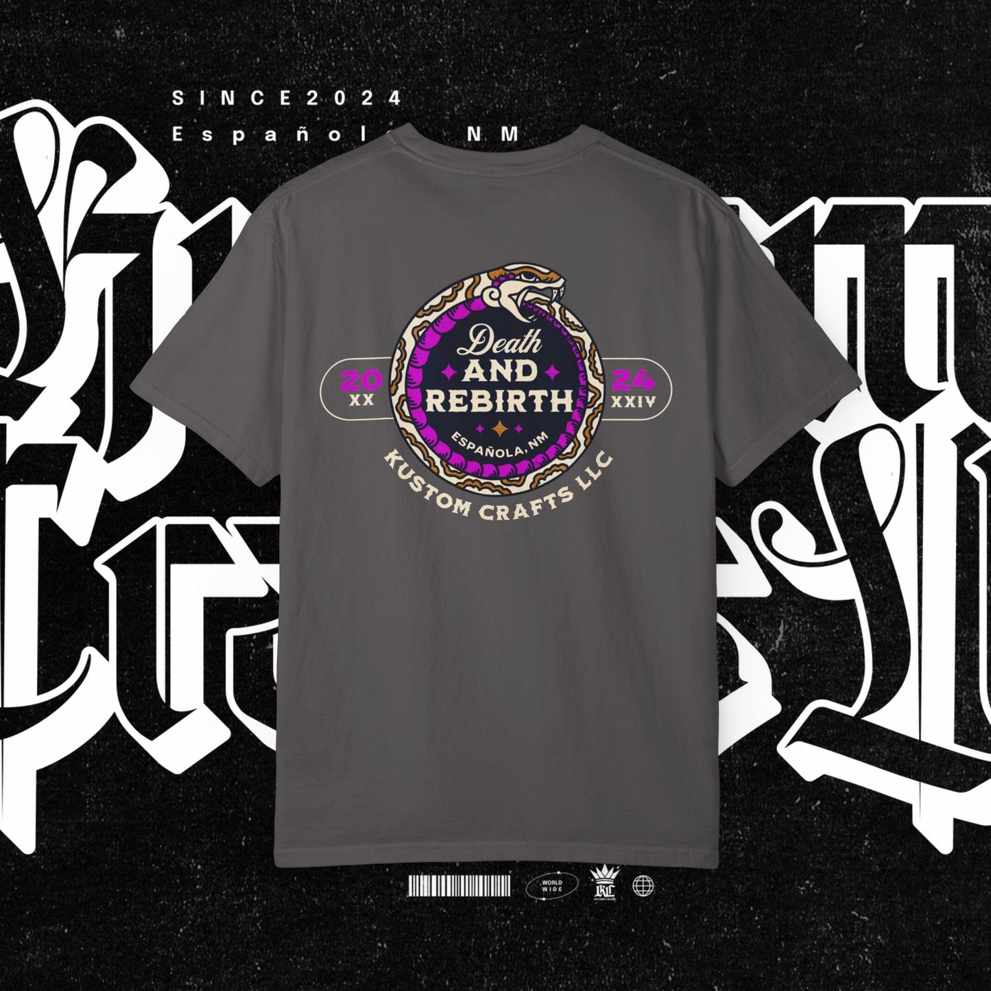 Death and Rebirth Bright Purple/Pink Snake Graphic Tee, Death Rebirth Unisex T-shirt, Streetwear Alternative Fashion, Serpent Design Shirt, Edgy Clothing
