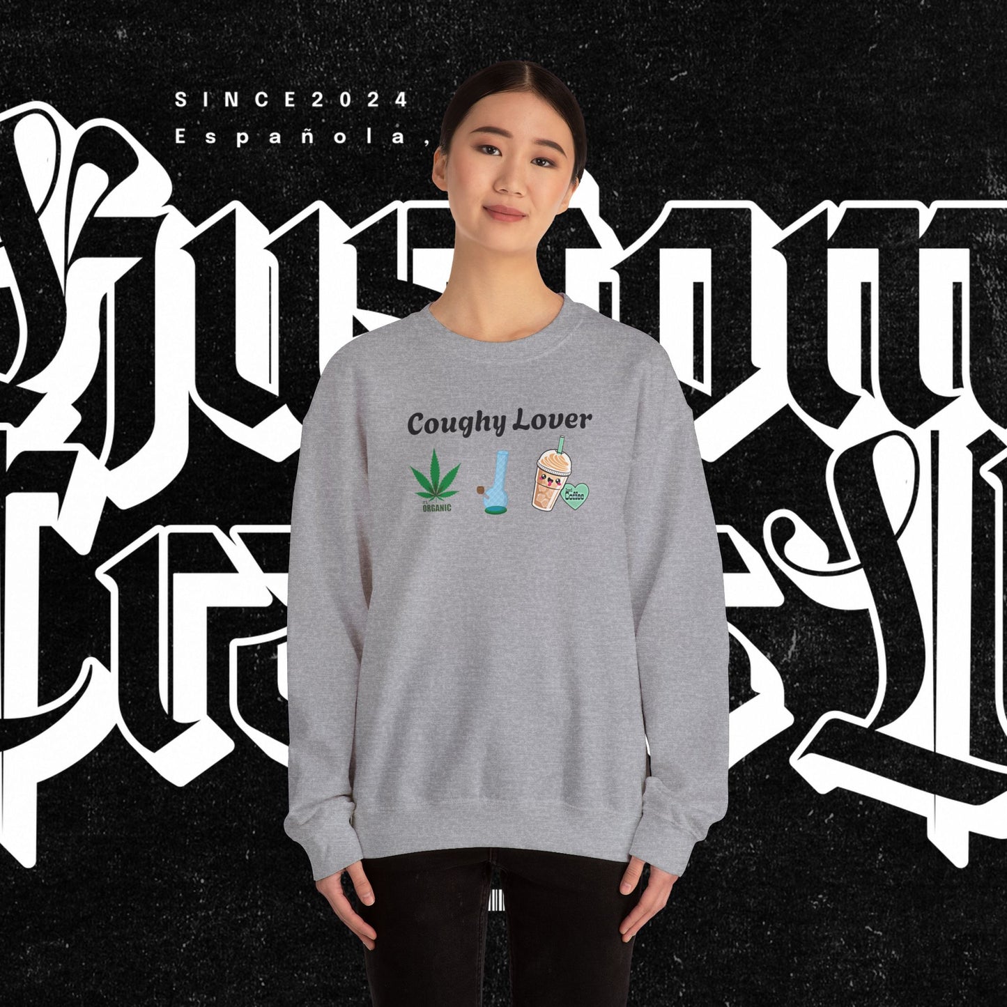 Coughy Lover Crewneck Sweatshirt | Cozy Pullover for Cannabis Enthusiasts, Gift for Holidays, Casual Wear, Trendy Sweatshirt