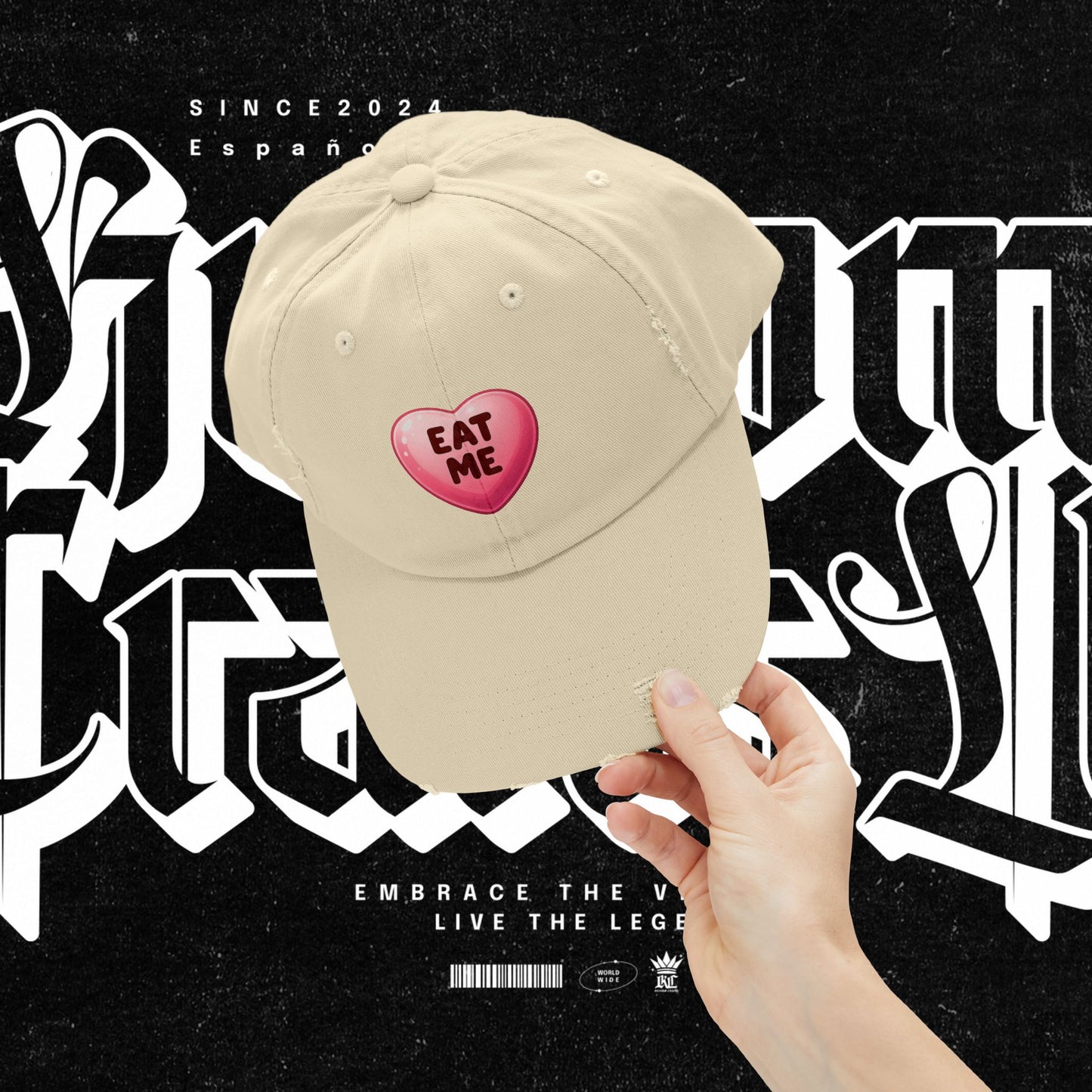 Eat Me Distressed Cap - Fun Accessory for All, Playful Style, Casual Wear, Gift for Friends, Trendy Summer Hat