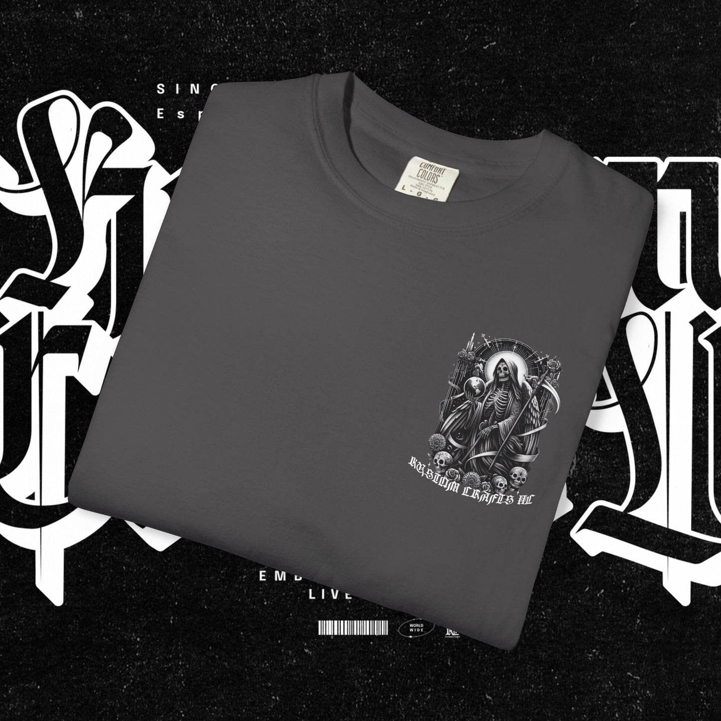 Santa Muerte Unisex T-shirt, Day Of The Dead Tee, Saint Skeleton Shirt, Top, Mexican Folk Art Clothing, Kustom Crafts LLC