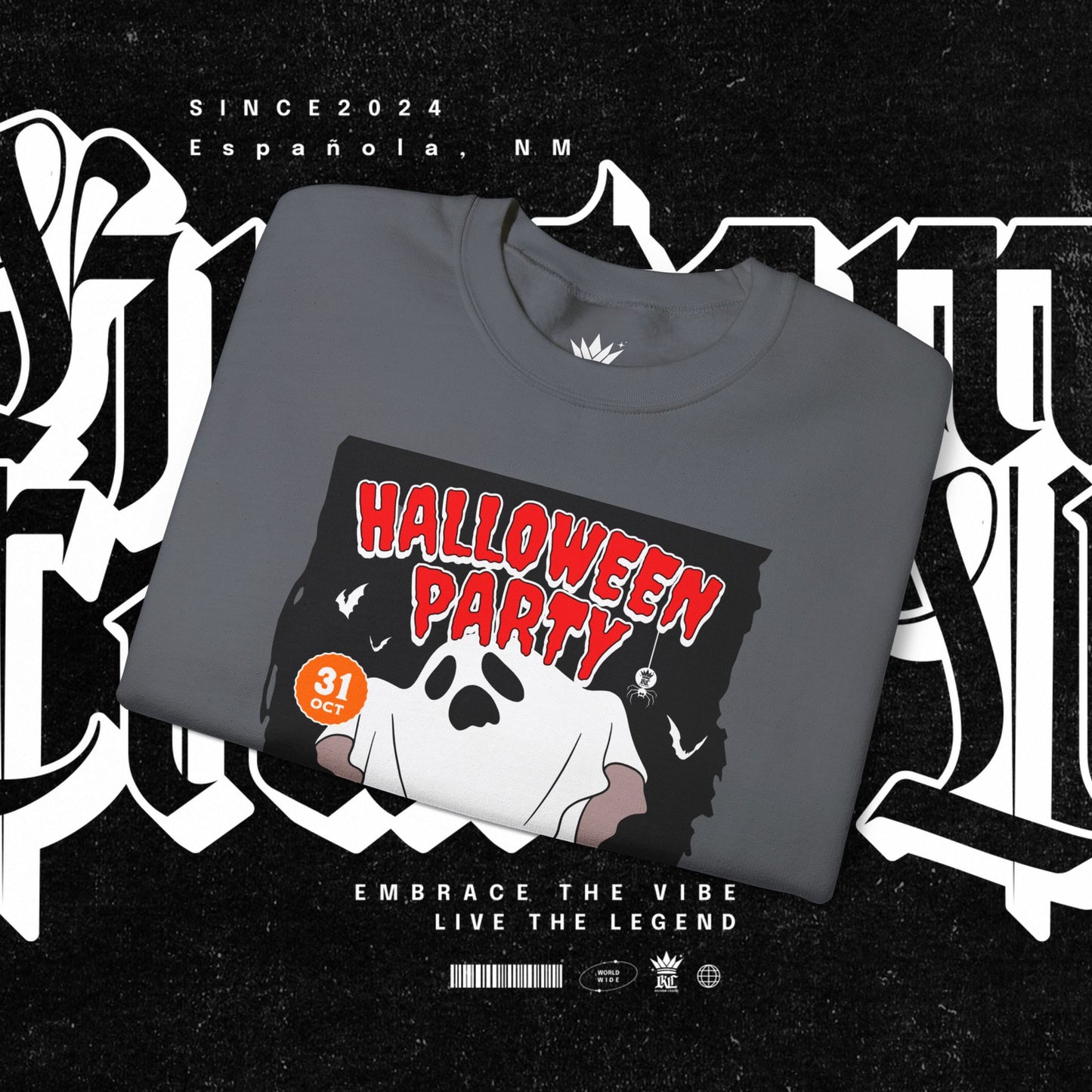 Halloween Party Sweatshirt, Spooky Season Apparel, Ghost Design Crewneck, Unisex Halloween Gift, Cozy Fall Fashion