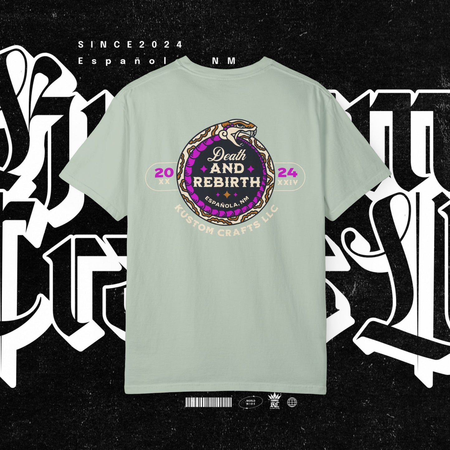 Death and Rebirth Bright Purple/Pink Snake Graphic Tee, Death Rebirth Unisex T-shirt, Streetwear Alternative Fashion, Serpent Design Shirt, Edgy Clothing