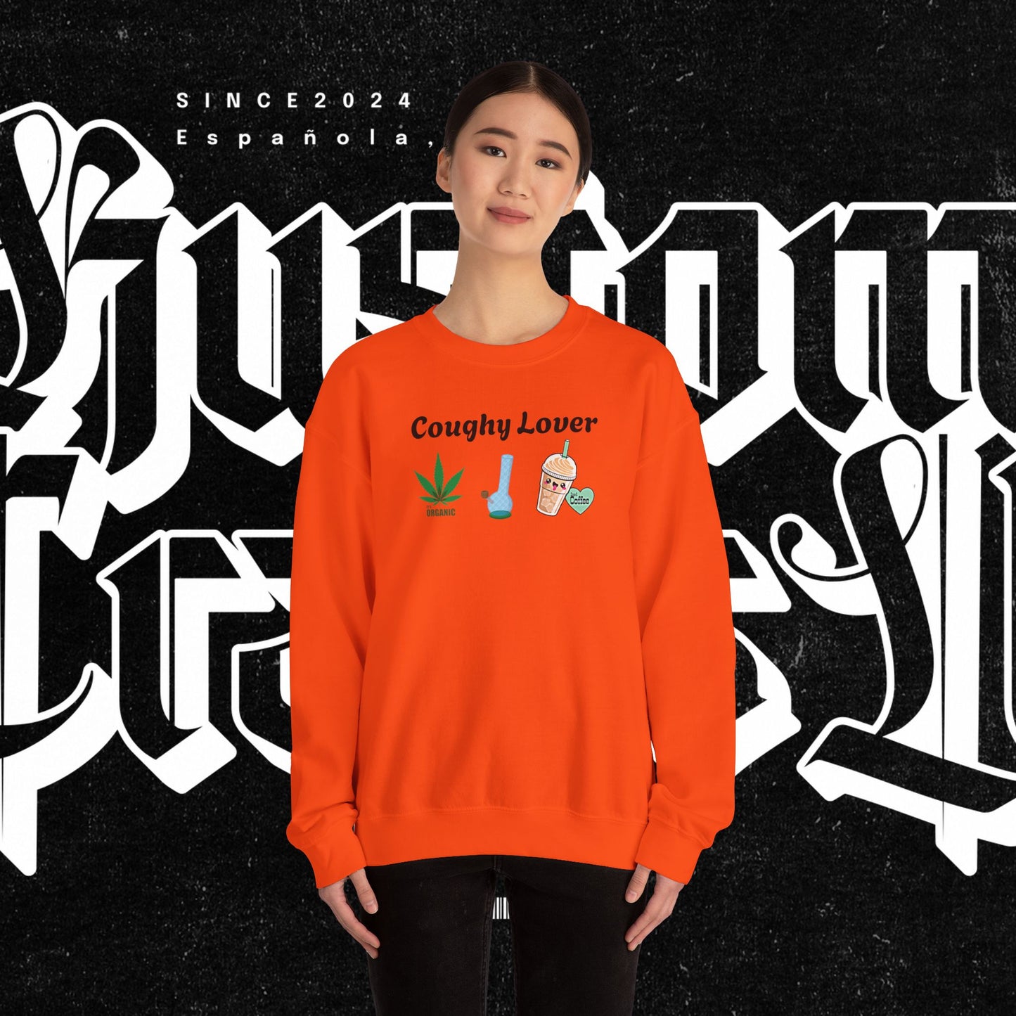 Coughy Lover Crewneck Sweatshirt | Cozy Pullover for Cannabis Enthusiasts, Gift for Holidays, Casual Wear, Trendy Sweatshirt