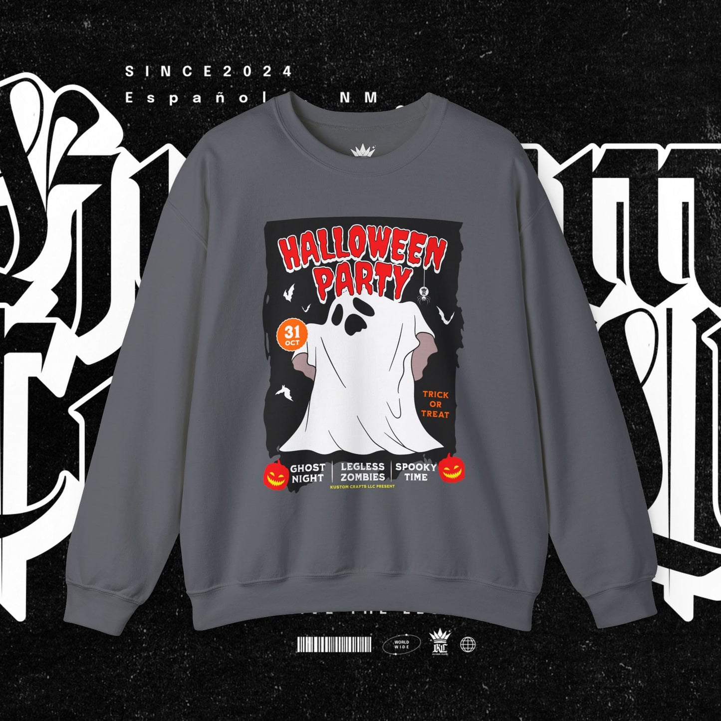 Halloween Party Sweatshirt, Spooky Season Apparel, Ghost Design Crewneck, Unisex Halloween Gift, Cozy Fall Fashion