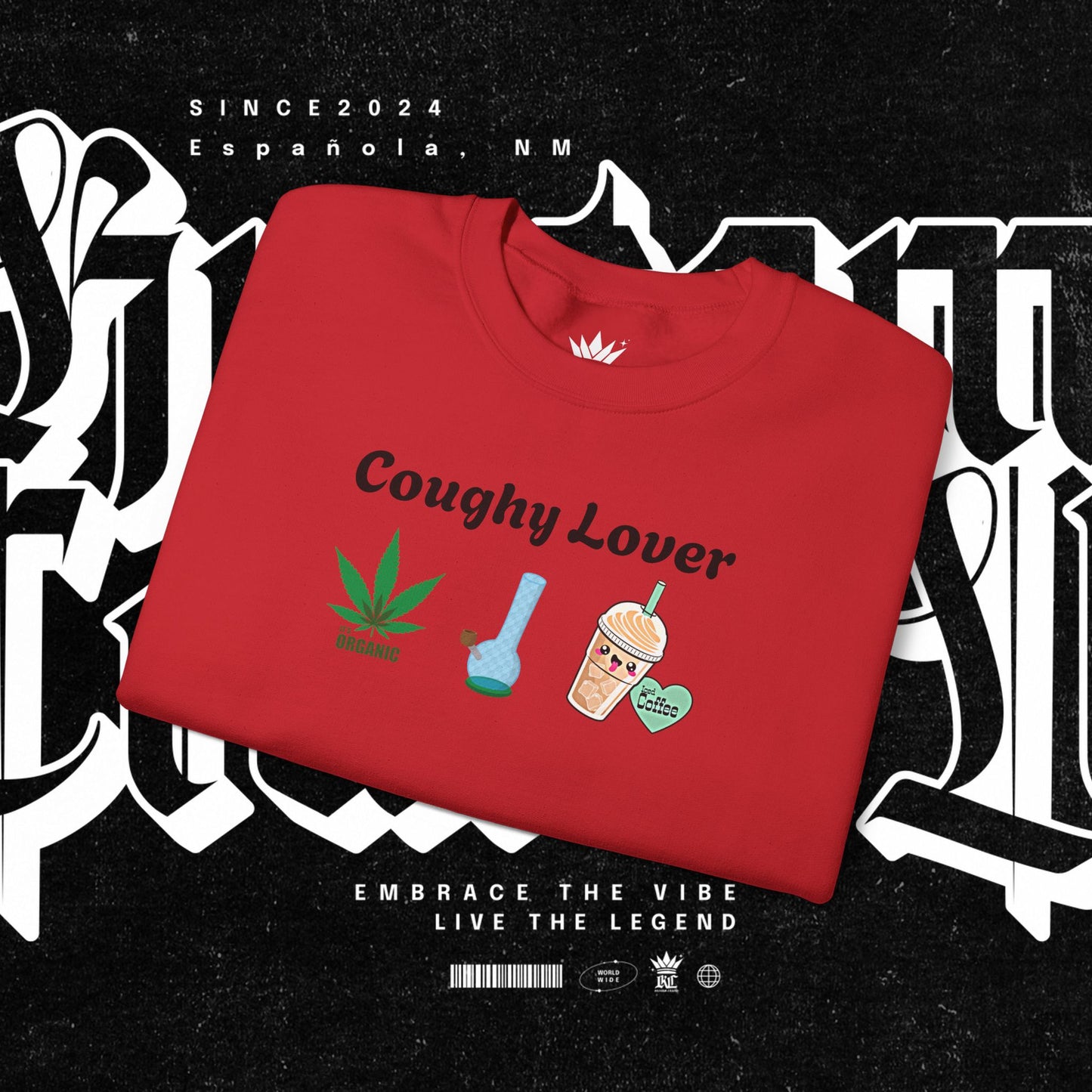 Coughy Lover Crewneck Sweatshirt | Cozy Pullover for Cannabis Enthusiasts, Gift for Holidays, Casual Wear, Trendy Sweatshirt