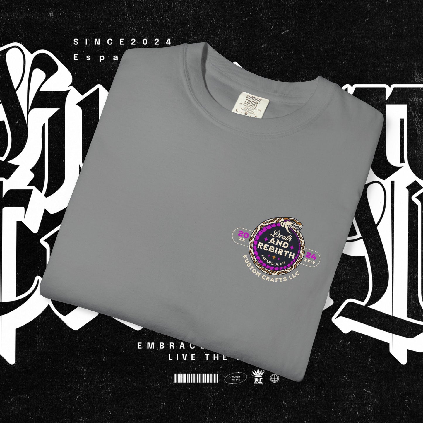 Death and Rebirth Bright Purple/Pink Snake Graphic Tee, Death Rebirth Unisex T-shirt, Streetwear Alternative Fashion, Serpent Design Shirt, Edgy Clothing