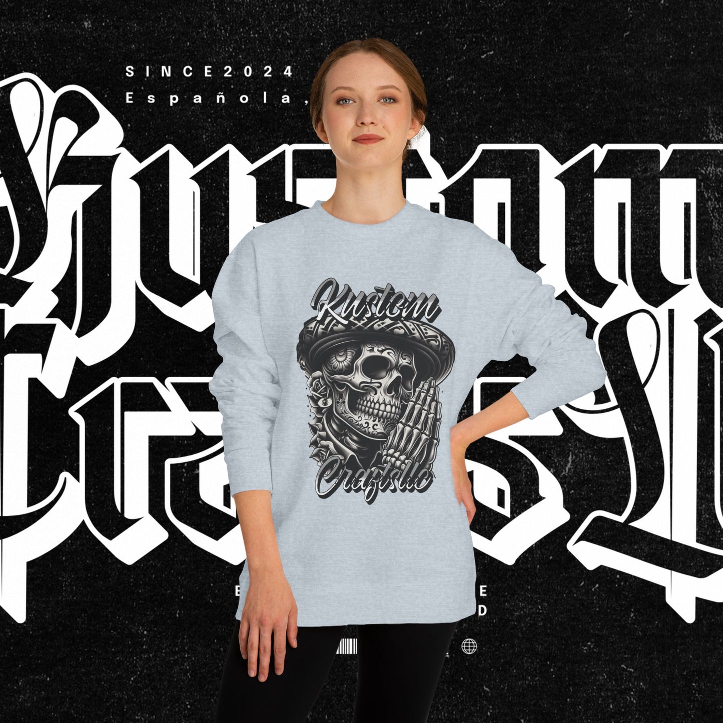 Lucky Skull Graphic Unisex Crew Neck Sweatshirt – Edgy Streetwear, Unique Gift, Casual Layering, Halloween Fashion, Unisex Apparel