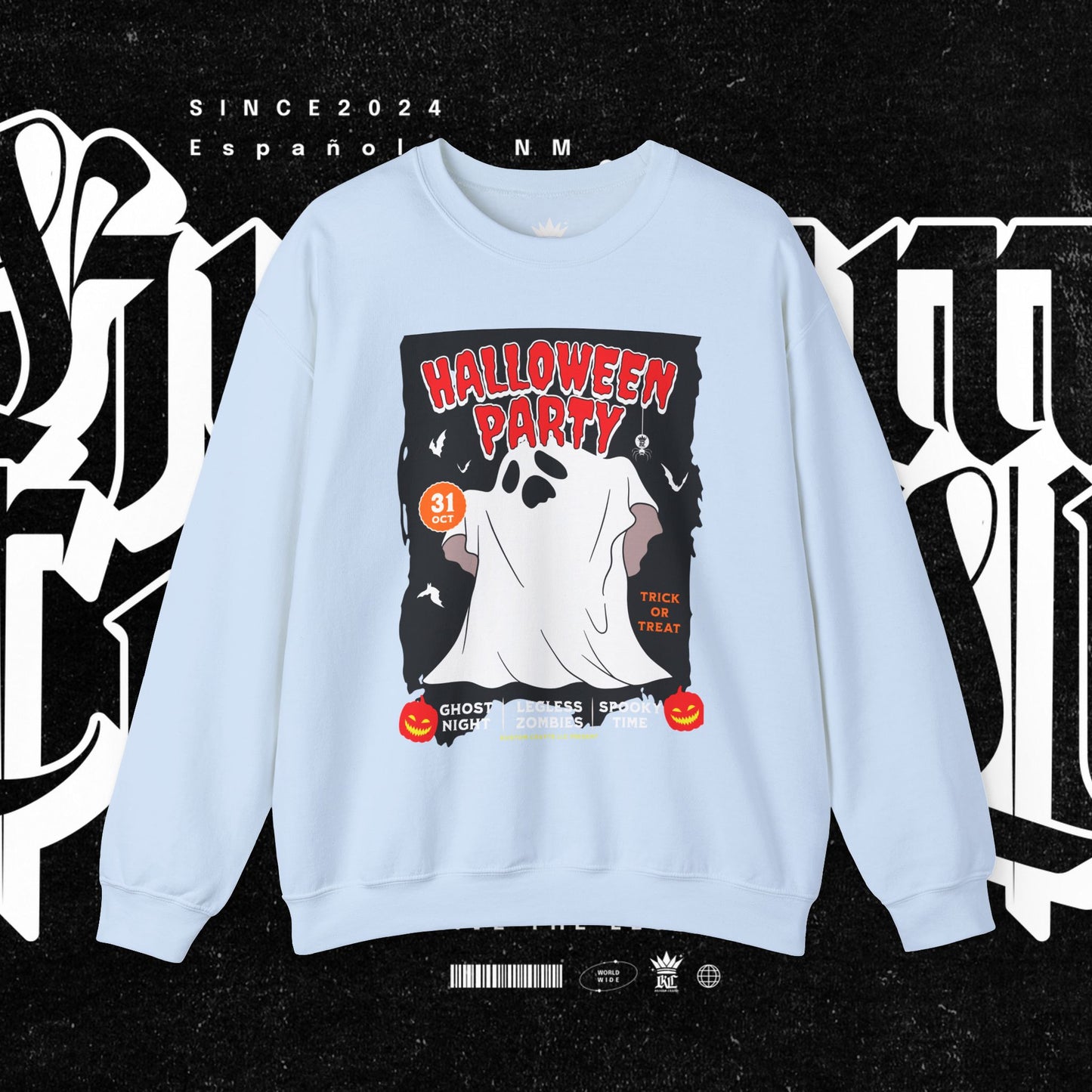 Halloween Party Sweatshirt, Spooky Season Apparel, Ghost Design Crewneck, Unisex Halloween Gift, Cozy Fall Fashion
