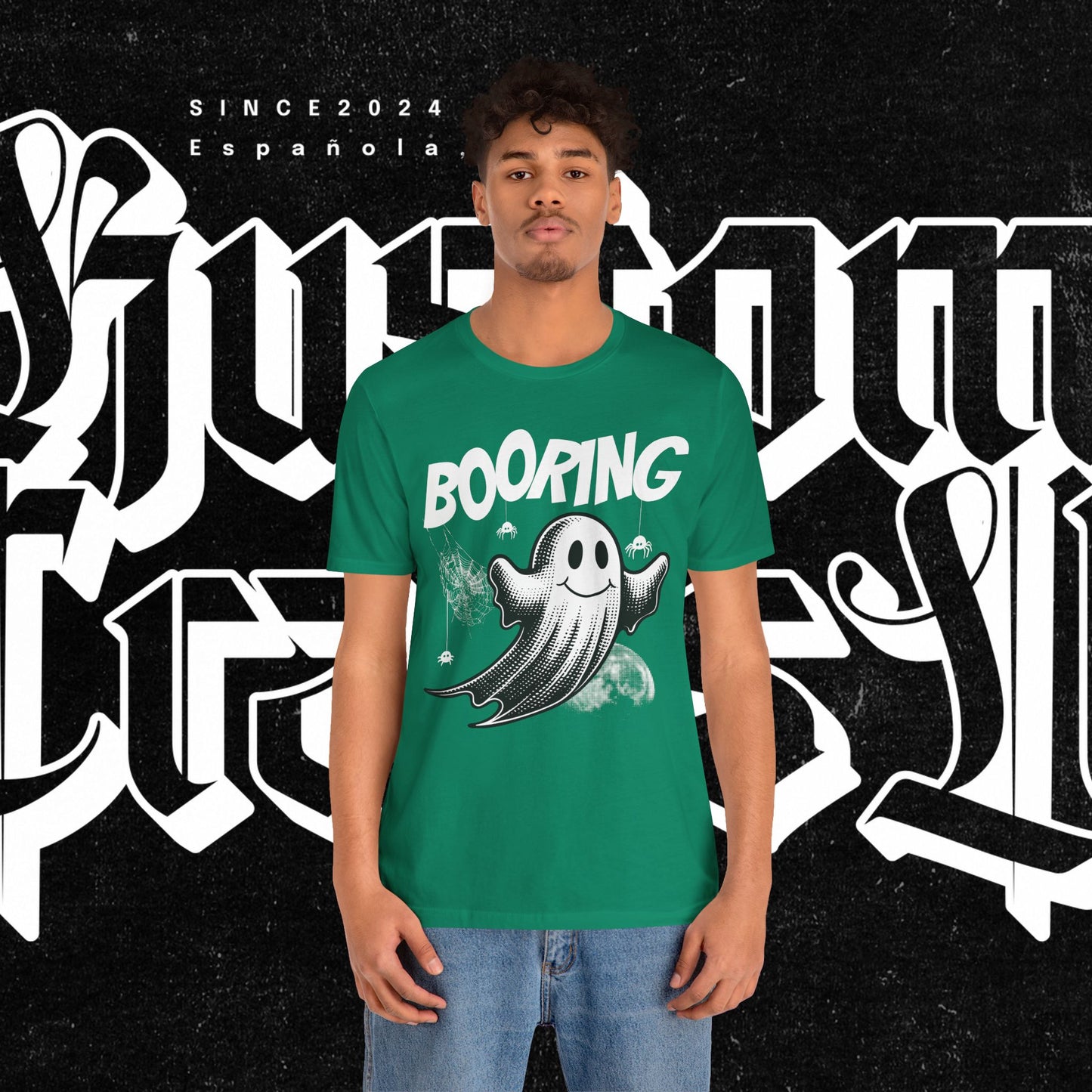 Ghostly Boo-Ring Fun Tee - Spooky Vibes, Perfect for Halloween, Casual Wear, Gift for Ghost Lovers, Graphic Tee, Trendy Outfit