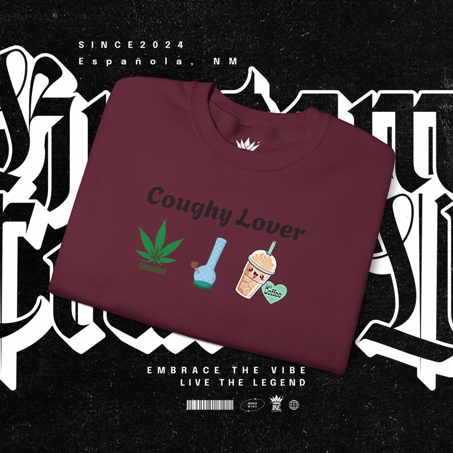 Coughy Lover Crewneck Sweatshirt | Cozy Pullover for Cannabis Enthusiasts, Gift for Holidays, Casual Wear, Trendy Sweatshirt