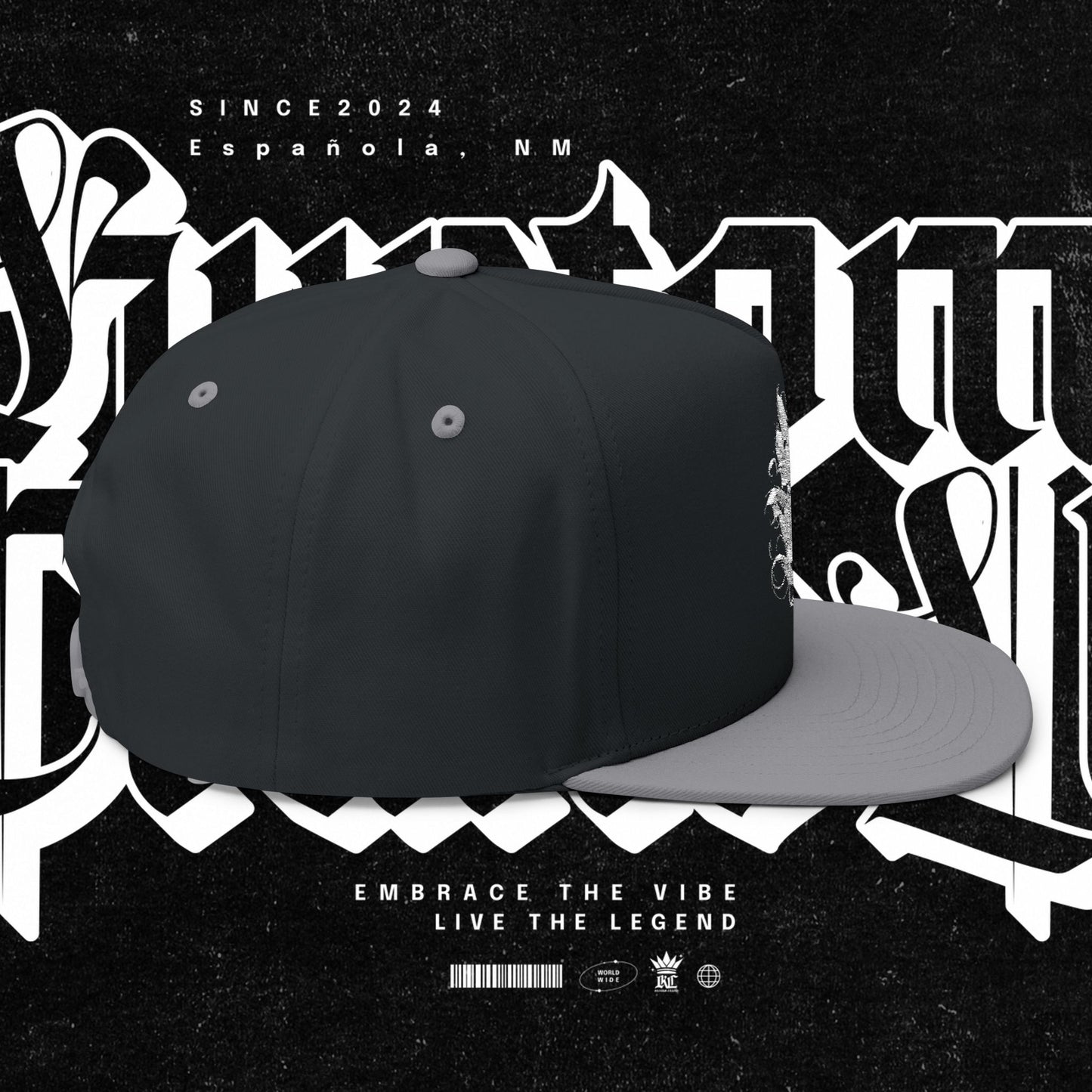 Embroidered Flat Bill Cap - Love Life Graffiti Style Hat