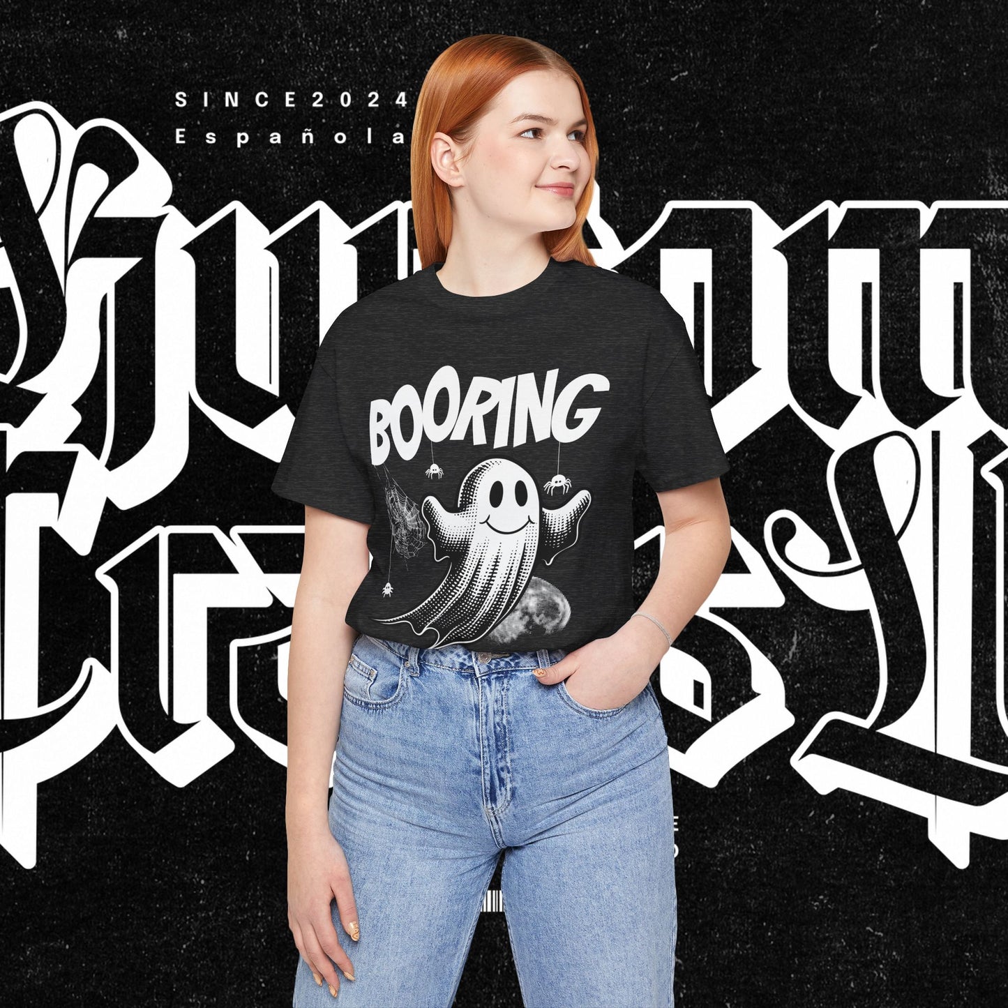 Ghostly Boo-Ring Fun Tee - Spooky Vibes, Perfect for Halloween, Casual Wear, Gift for Ghost Lovers, Graphic Tee, Trendy Outfit