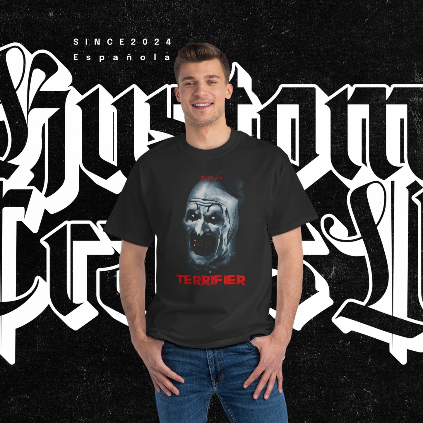 Terrifier Horror-Themed T-Shirt, Short-Sleeve Graphic Tee for Fans, Halloween Costume, Scary Movie Merch, Unisex Casual Wear