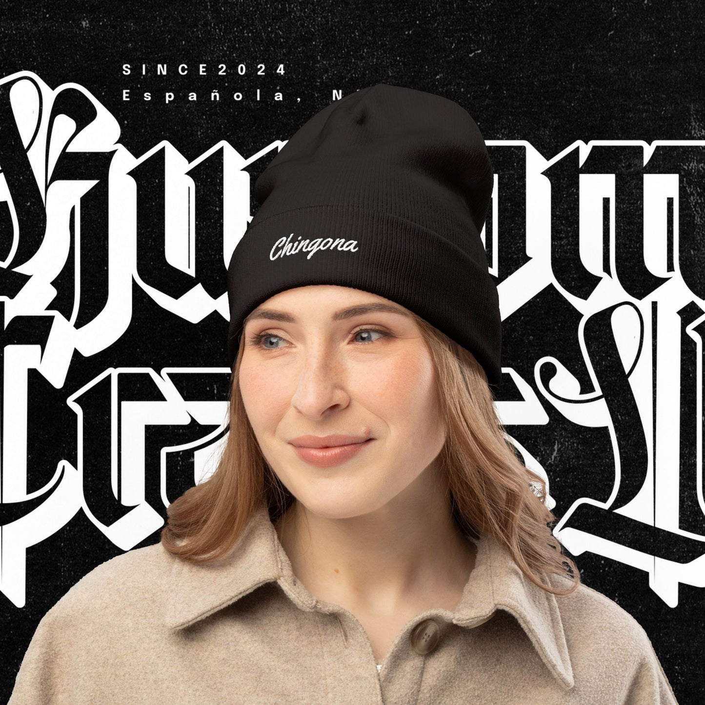 Chingona EMBROIDERED Knit Beanie, Warm Winter Hat, Chingona Embroidered Beanie, Gift for Her, Trendy Accessories