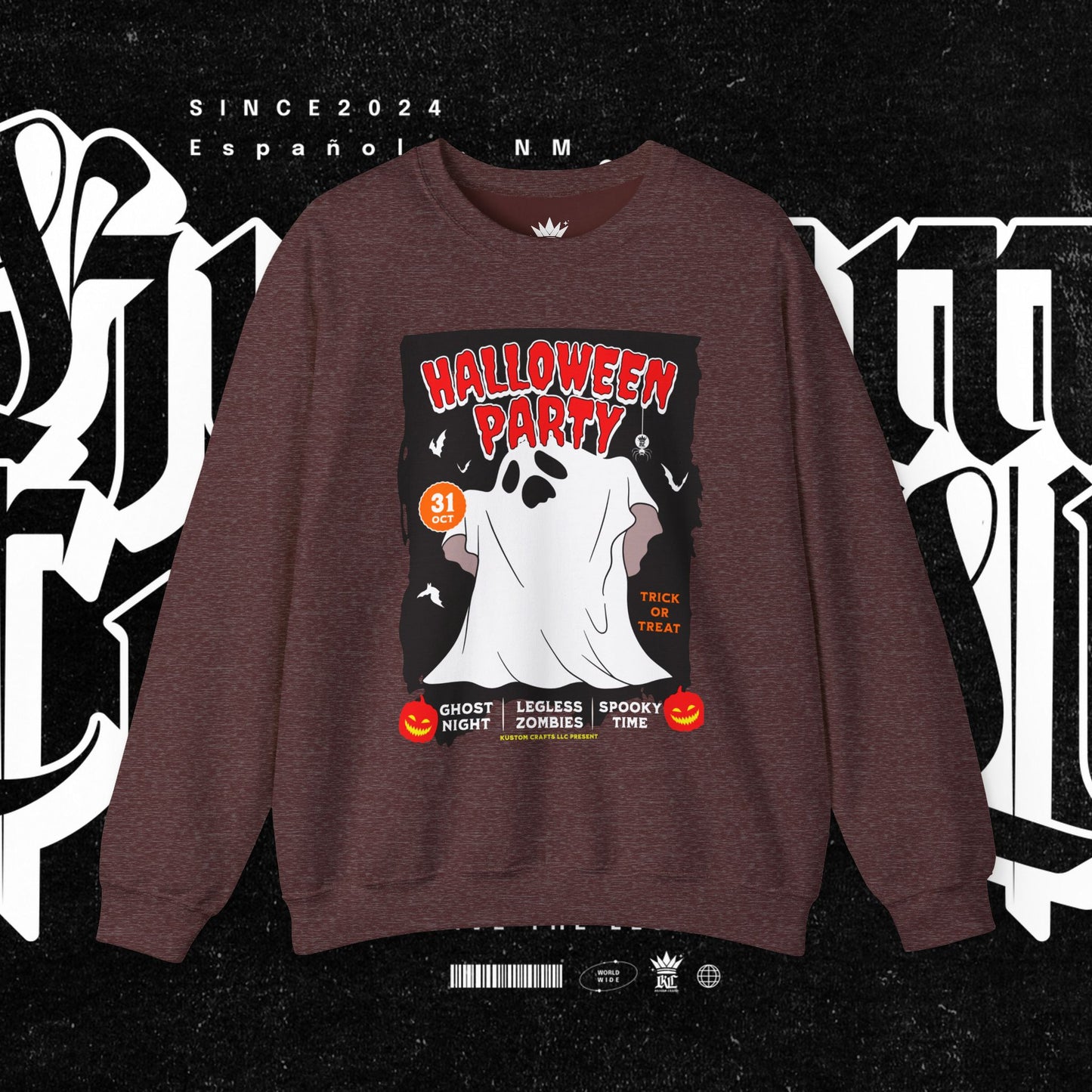 Halloween Party Sweatshirt, Spooky Season Apparel, Ghost Design Crewneck, Unisex Halloween Gift, Cozy Fall Fashion