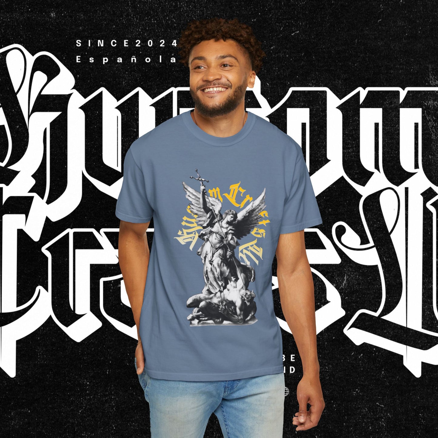 Saint Micheal Vintage-Inspired Graphic T-Shirt featuring Angel Design, Perfect for Casual Wear, Gift for Art Lovers, Streetwear Essential, Unisex Tee