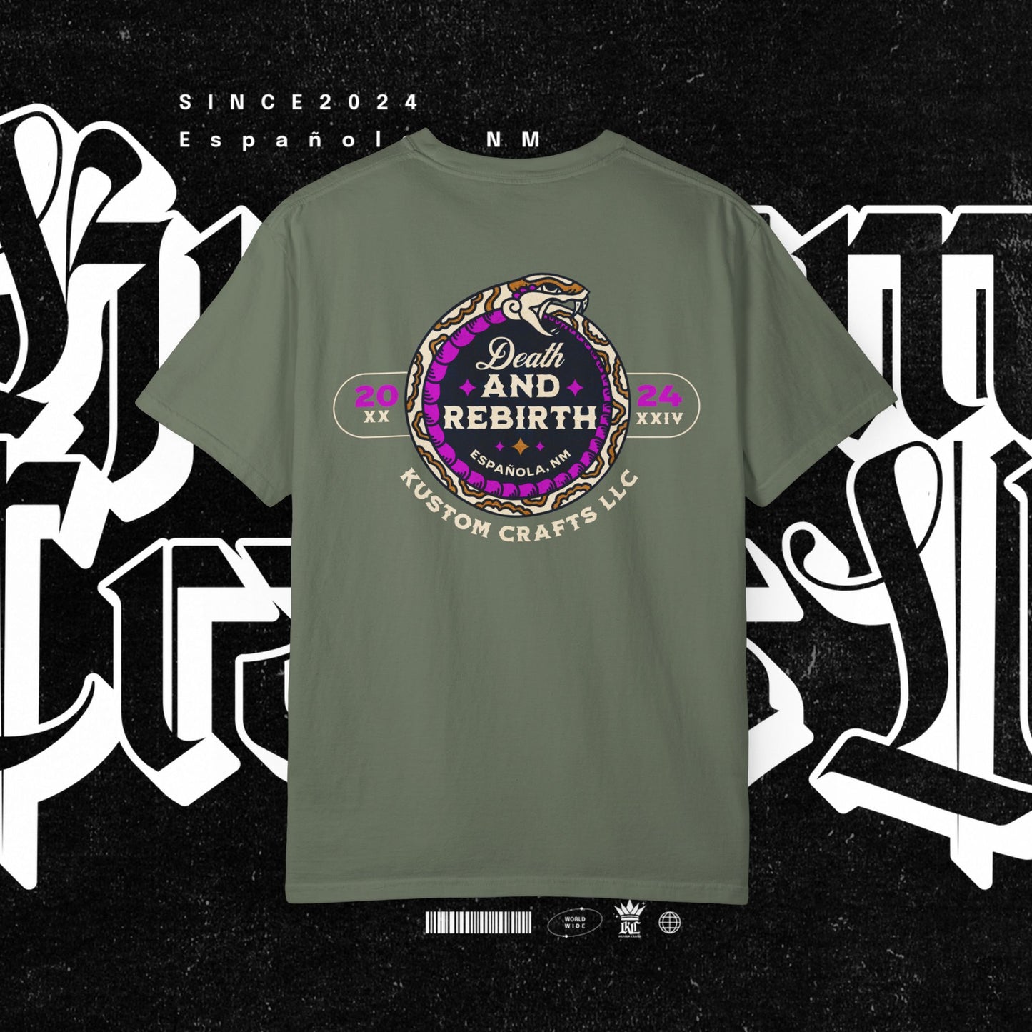 Death and Rebirth Bright Purple/Pink Snake Graphic Tee, Death Rebirth Unisex T-shirt, Streetwear Alternative Fashion, Serpent Design Shirt, Edgy Clothing