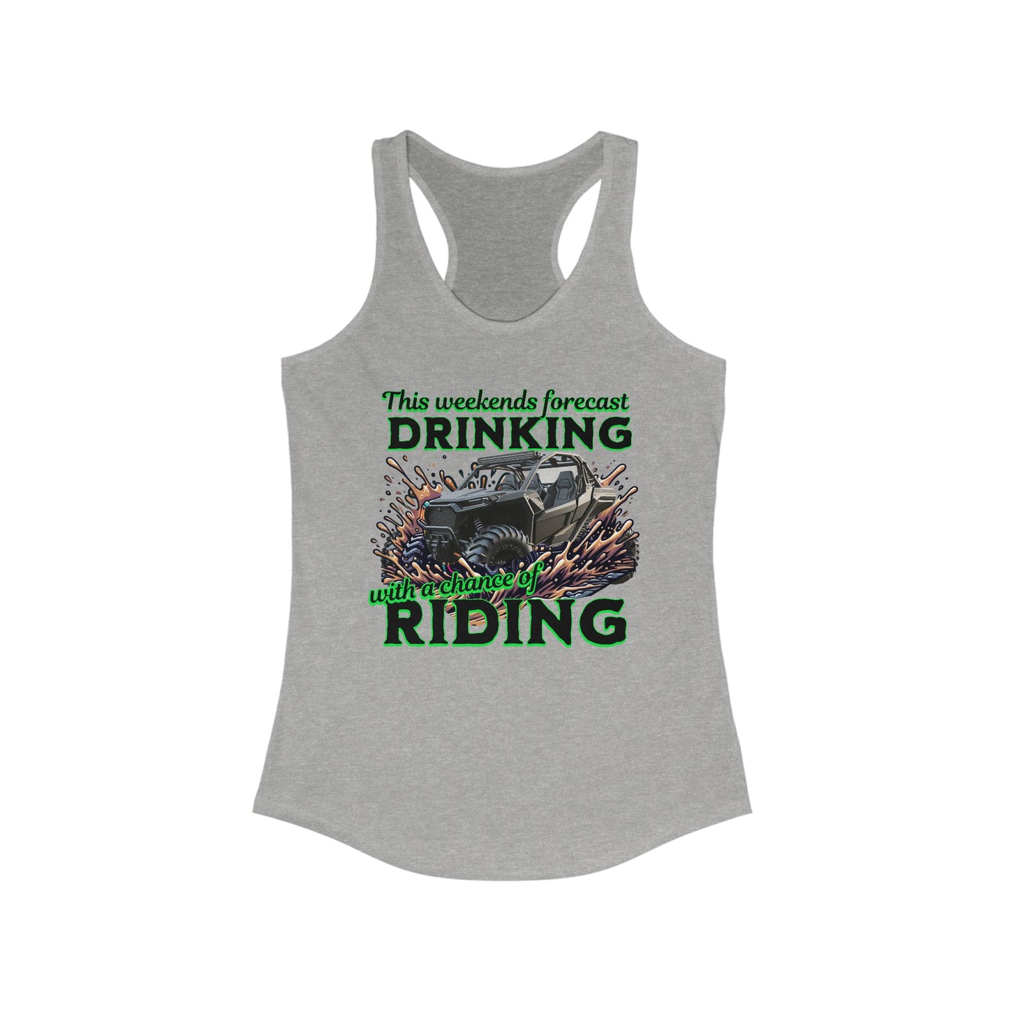 Weekend Vibes Racerback Tank: Perfect for Riding & Drinking, Summer Fun Tank, Gift for Bikers, Outdoor Adventure Top, Cozy Summer Wear
