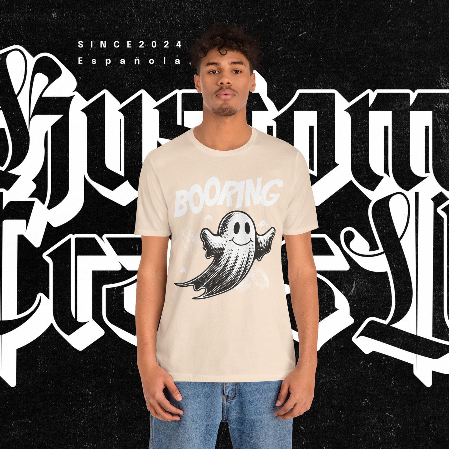 Ghostly Boo-Ring Fun Tee - Spooky Vibes, Perfect for Halloween, Casual Wear, Gift for Ghost Lovers, Graphic Tee, Trendy Outfit