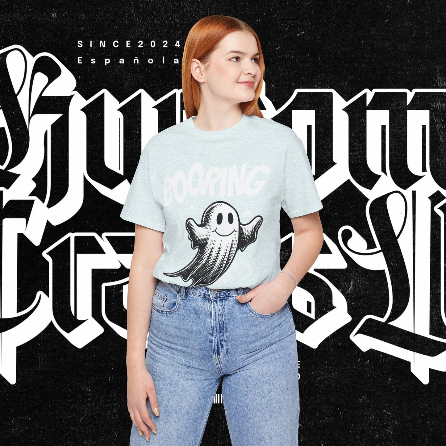 Ghostly Boo-Ring Fun Tee - Spooky Vibes, Perfect for Halloween, Casual Wear, Gift for Ghost Lovers, Graphic Tee, Trendy Outfit