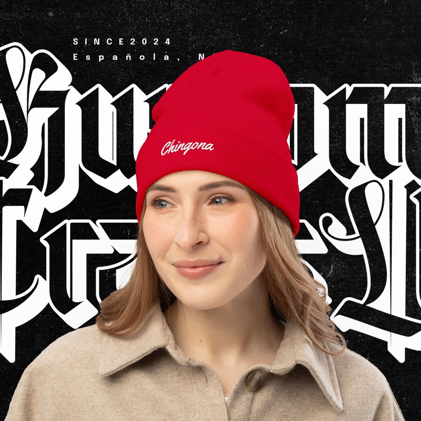 Chingona EMBROIDERED Knit Beanie, Warm Winter Hat, Chingona Embroidered Beanie, Gift for Her, Trendy Accessories