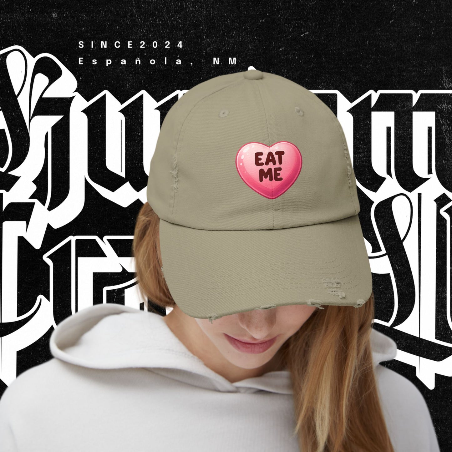 Eat Me Distressed Cap - Fun Accessory for All, Playful Style, Casual Wear, Gift for Friends, Trendy Summer Hat