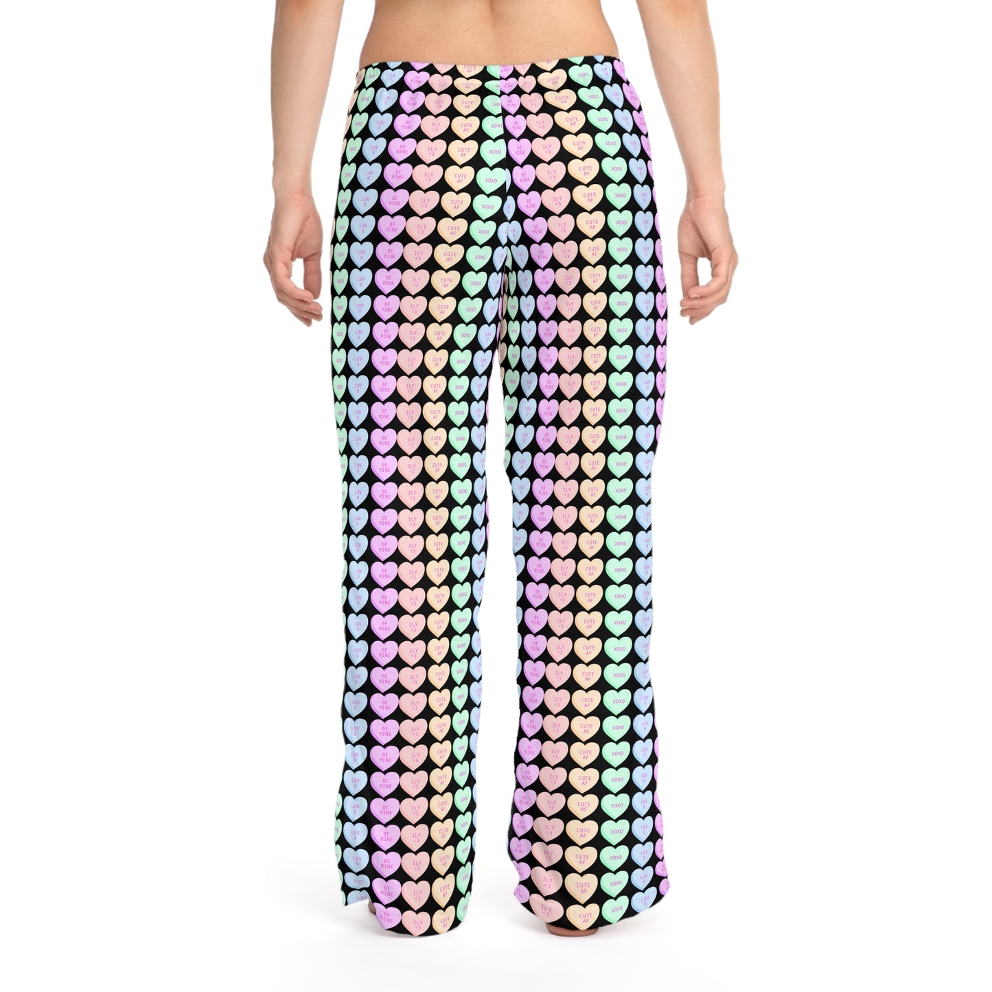 Cute Heart Print Women's Pajama Pants, Cozy Sleepwear, Loungewear, Gift for Her, Valentine's Day, Comfortable Nightwear