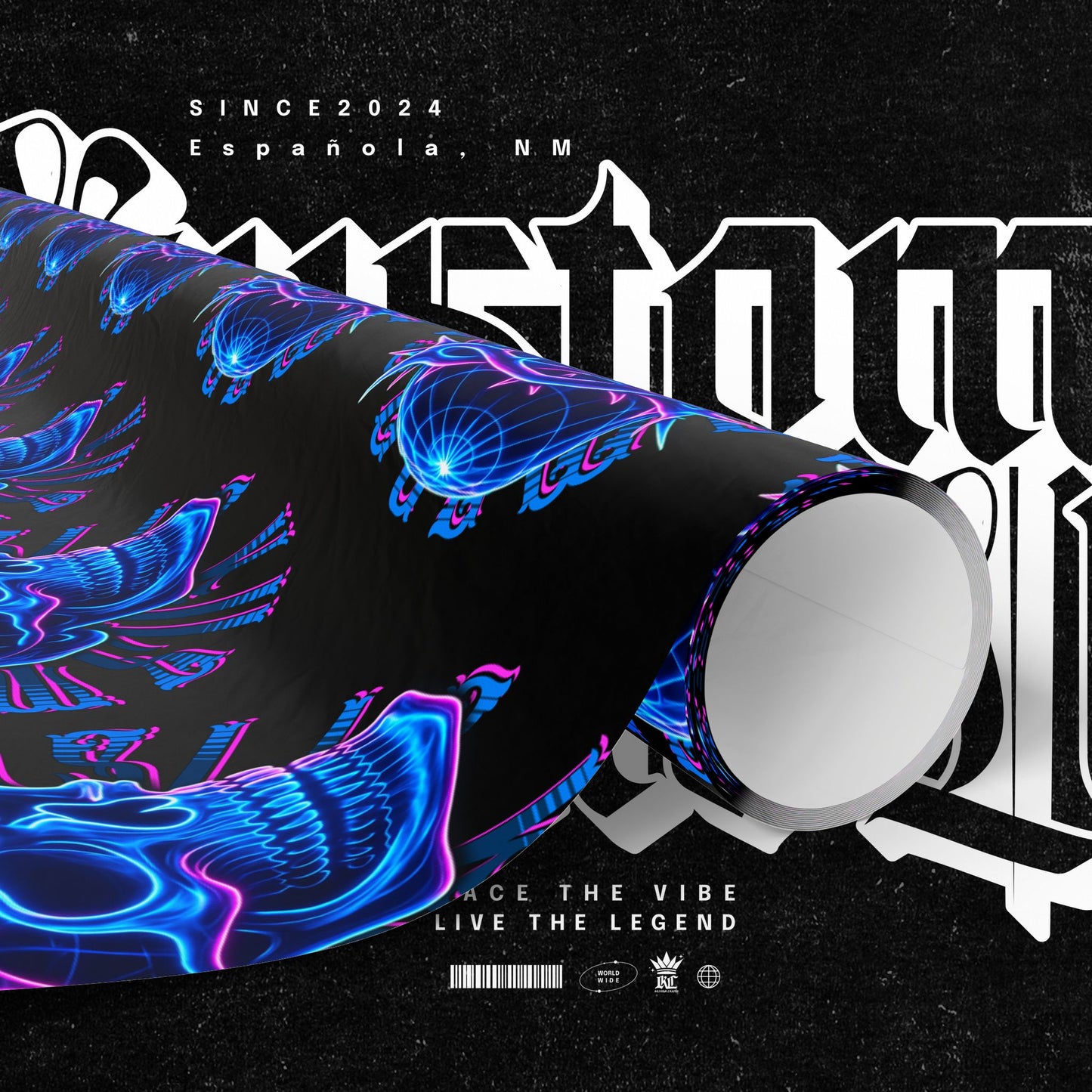 Wrapping Papers Crown of Thorns Skull Neon Design