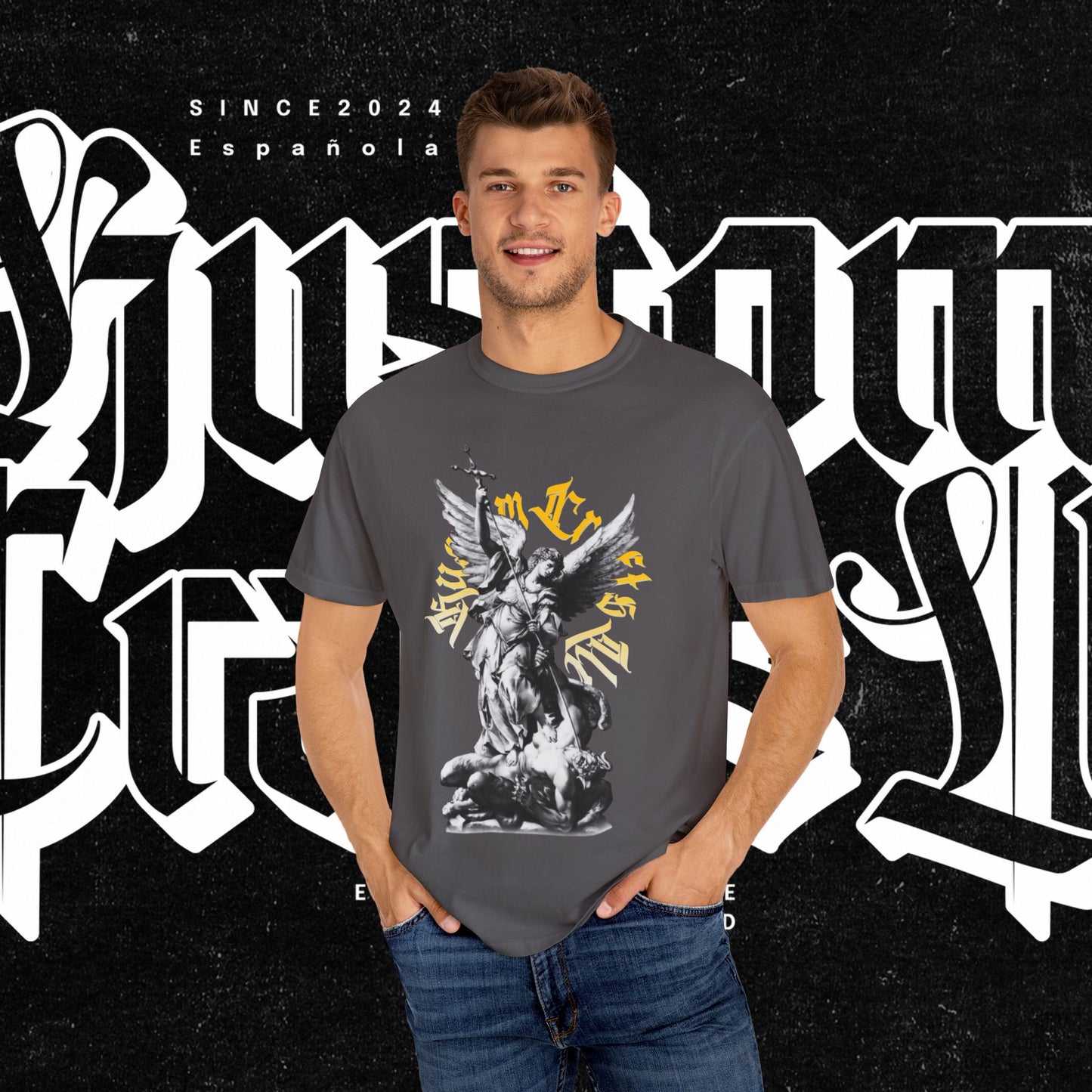 Saint Micheal Vintage-Inspired Graphic T-Shirt featuring Angel Design, Perfect for Casual Wear, Gift for Art Lovers, Streetwear Essential, Unisex Tee