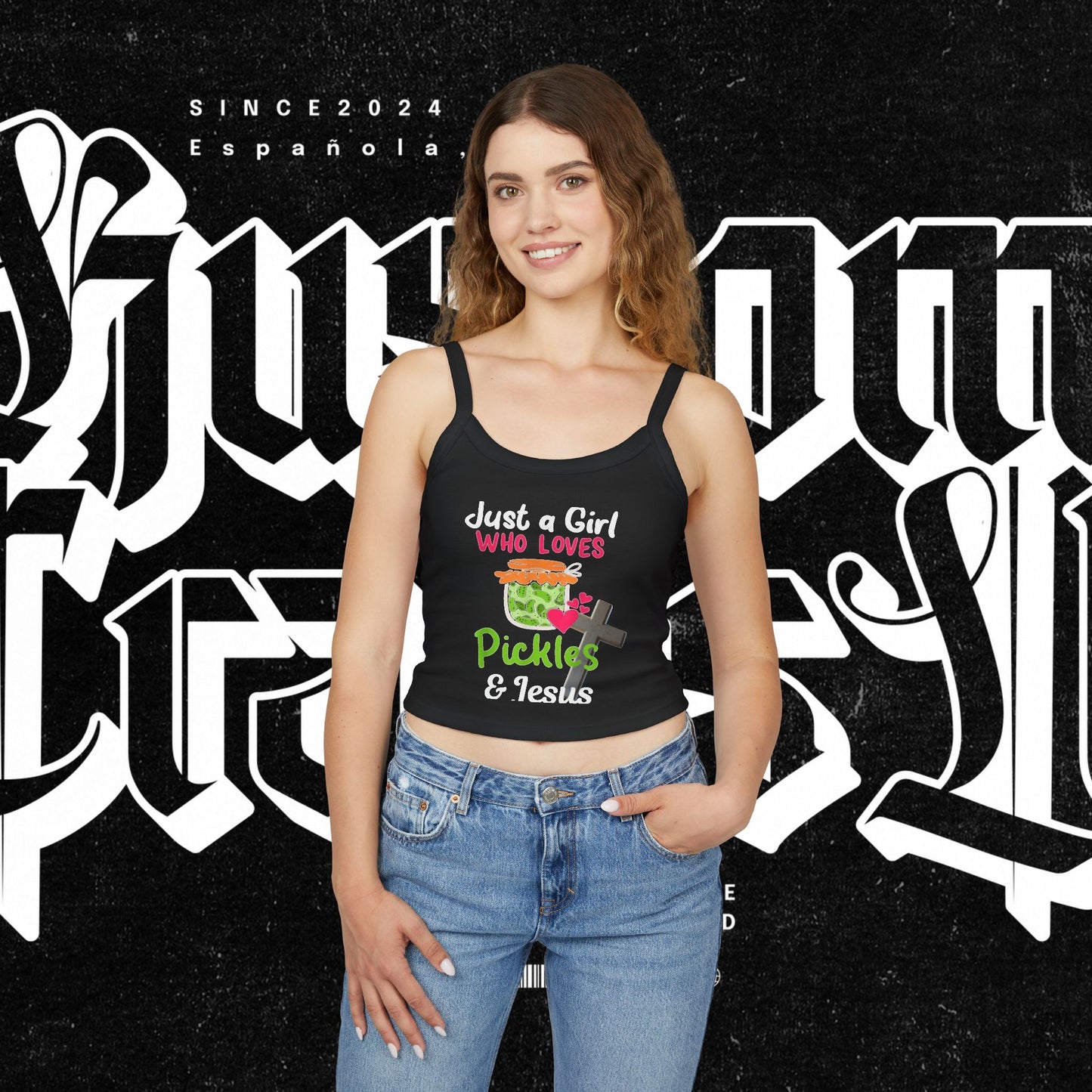 Pickles and Jesus Tank Top, Christian Women's Camisole, Religious Sleeveless Top, Faithful Spaghetti Strap Shirt, Girl's Pickle Lover Vest