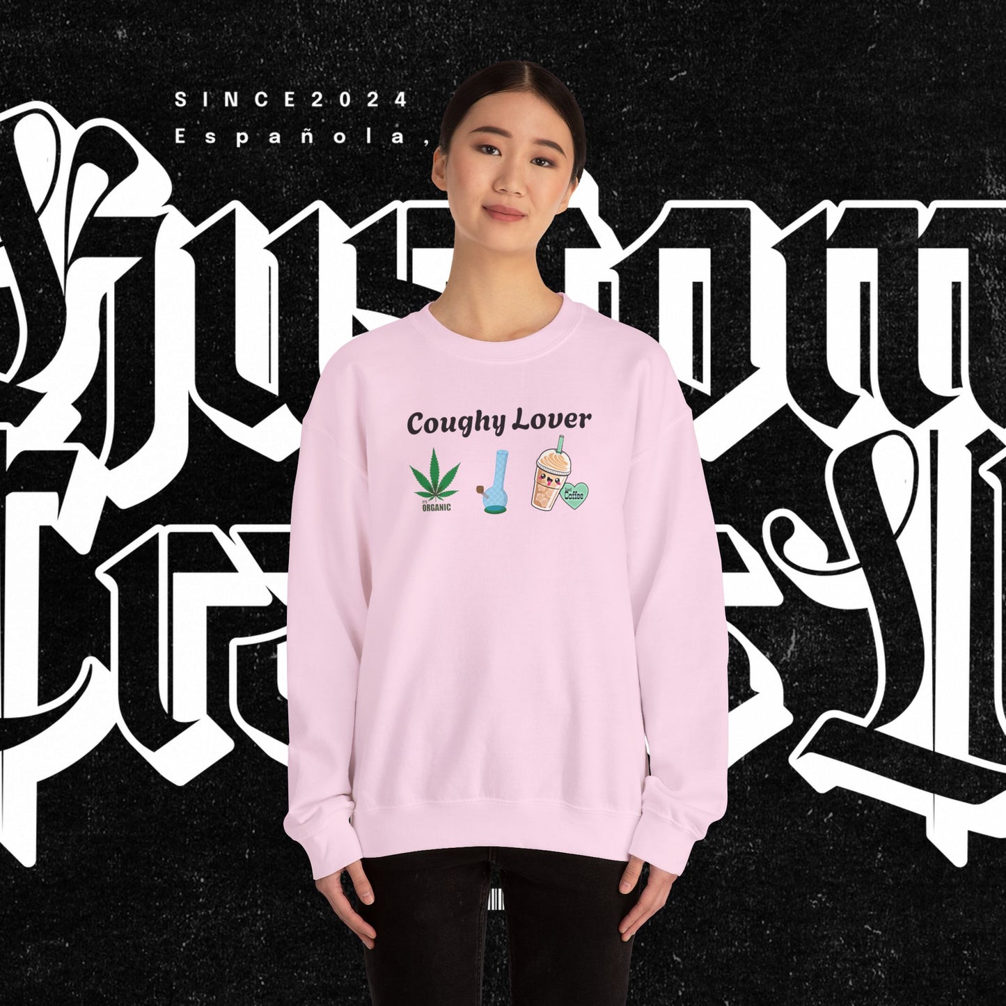 Coughy Lover Crewneck Sweatshirt | Cozy Pullover for Cannabis Enthusiasts, Gift for Holidays, Casual Wear, Trendy Sweatshirt