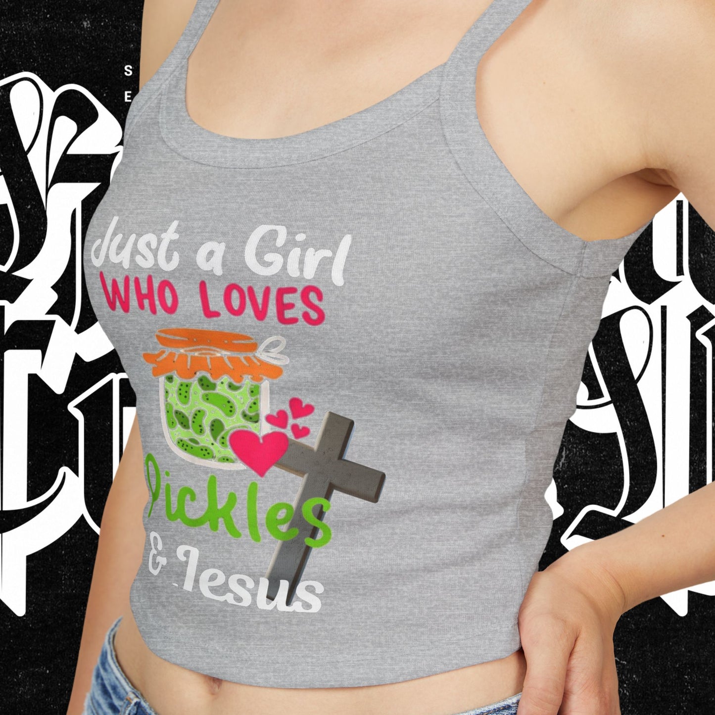 Pickles and Jesus Tank Top, Christian Women's Camisole, Religious Sleeveless Top, Faithful Spaghetti Strap Shirt, Girl's Pickle Lover Vest