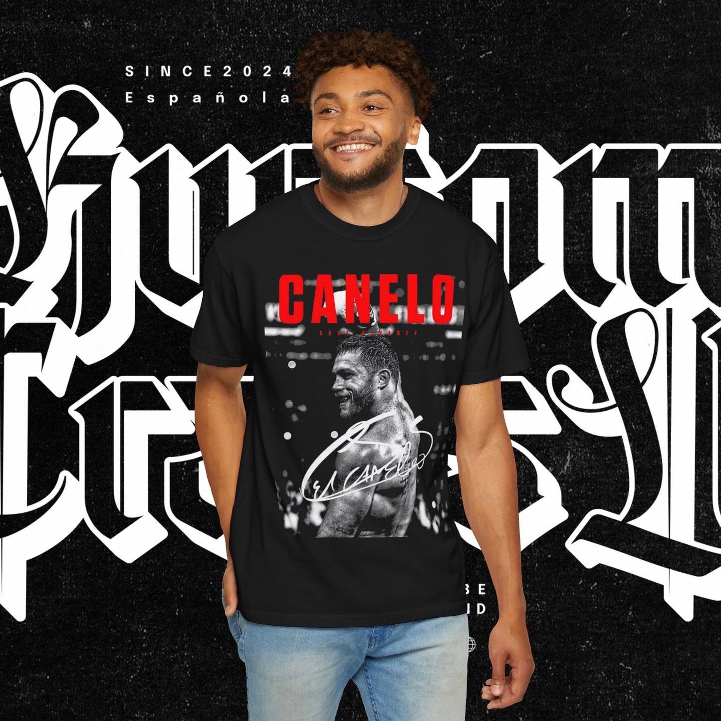 Canelo Alvarez Inspired Unisex Garment-Dyed Tee, Boxing Fan Apparel, Sporty Graphic T-shirt, Unique Gift for Him, Fitness Enthusiast Merch