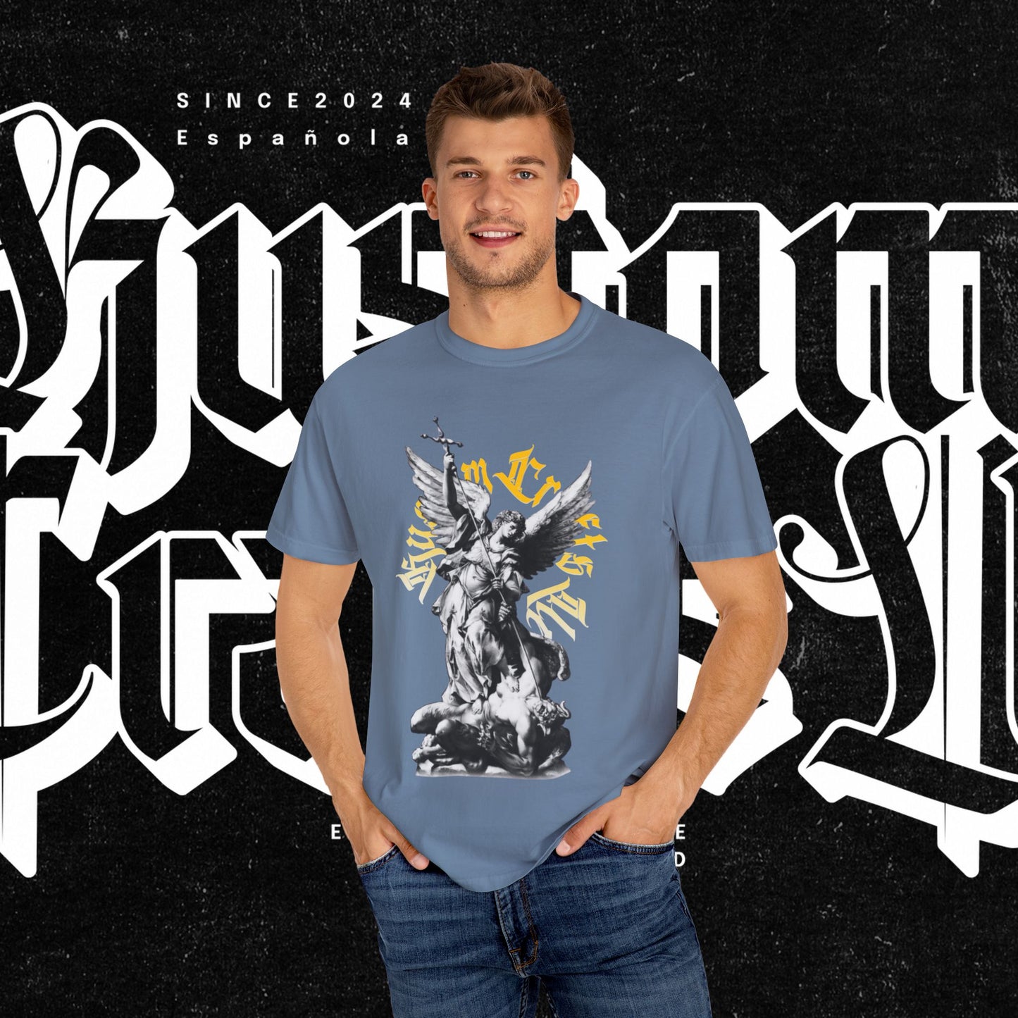 Saint Micheal Vintage-Inspired Graphic T-Shirt featuring Angel Design, Perfect for Casual Wear, Gift for Art Lovers, Streetwear Essential, Unisex Tee