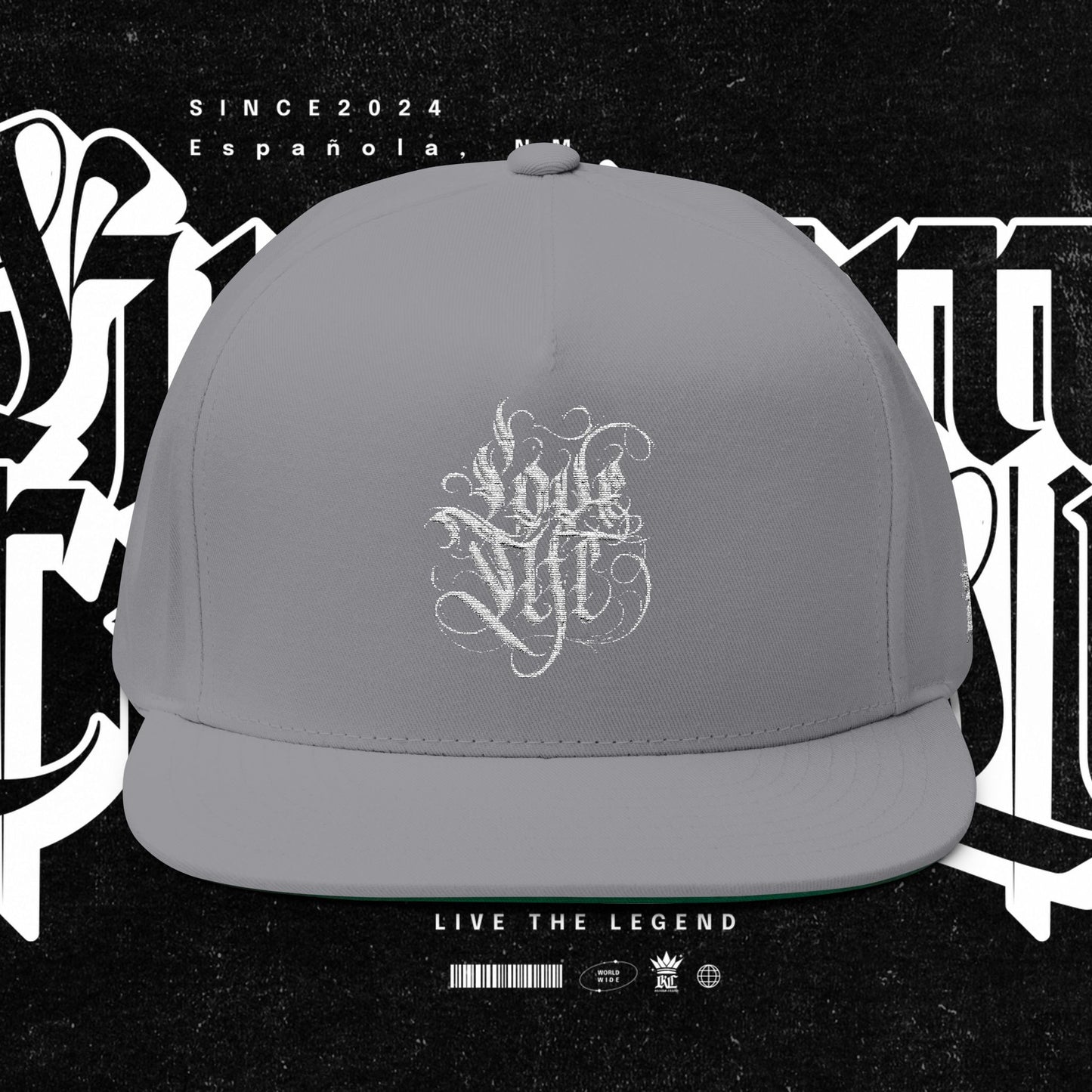 Embroidered Flat Bill Cap - Love Life Graffiti Style Hat