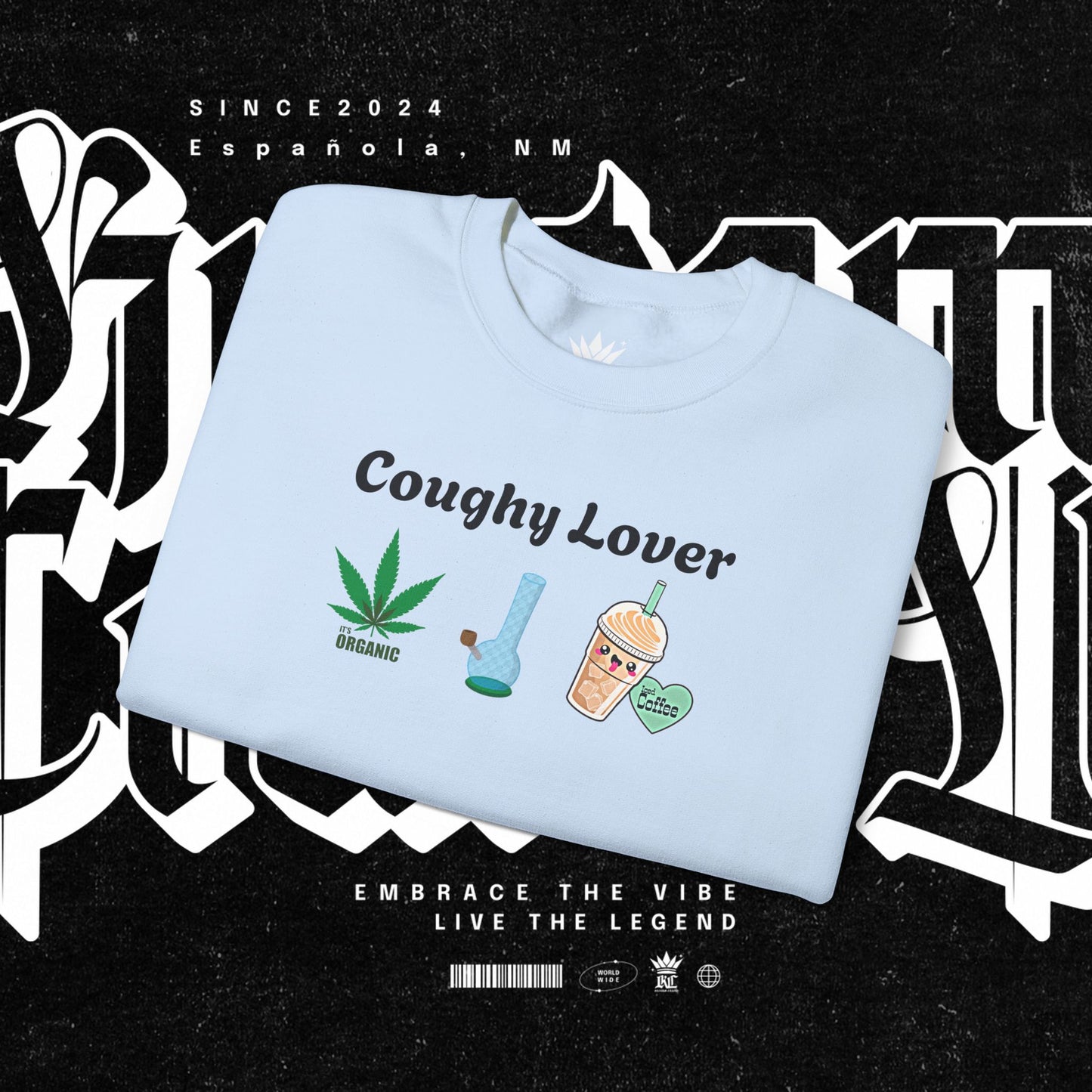 Coughy Lover Crewneck Sweatshirt | Cozy Pullover for Cannabis Enthusiasts, Gift for Holidays, Casual Wear, Trendy Sweatshirt