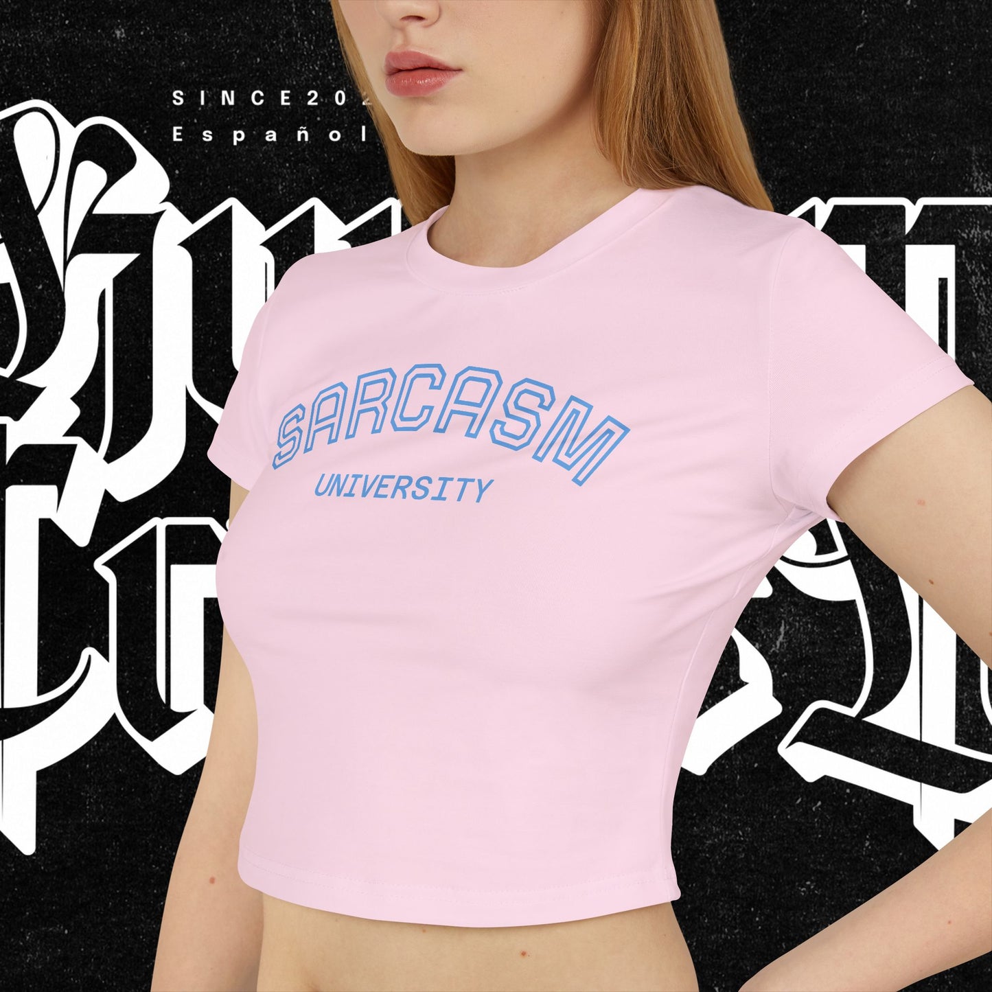 Sarcasm University Women's Baby Tee - Fun Humor T-Shirt, Gift for Friends, Cute Casual Top, College Style, Perfect Birthday Gift