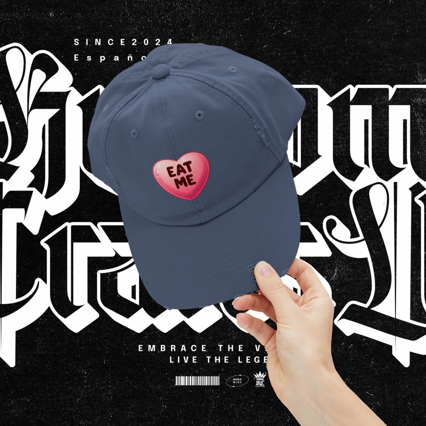 Eat Me Distressed Cap - Fun Accessory for All, Playful Style, Casual Wear, Gift for Friends, Trendy Summer Hat