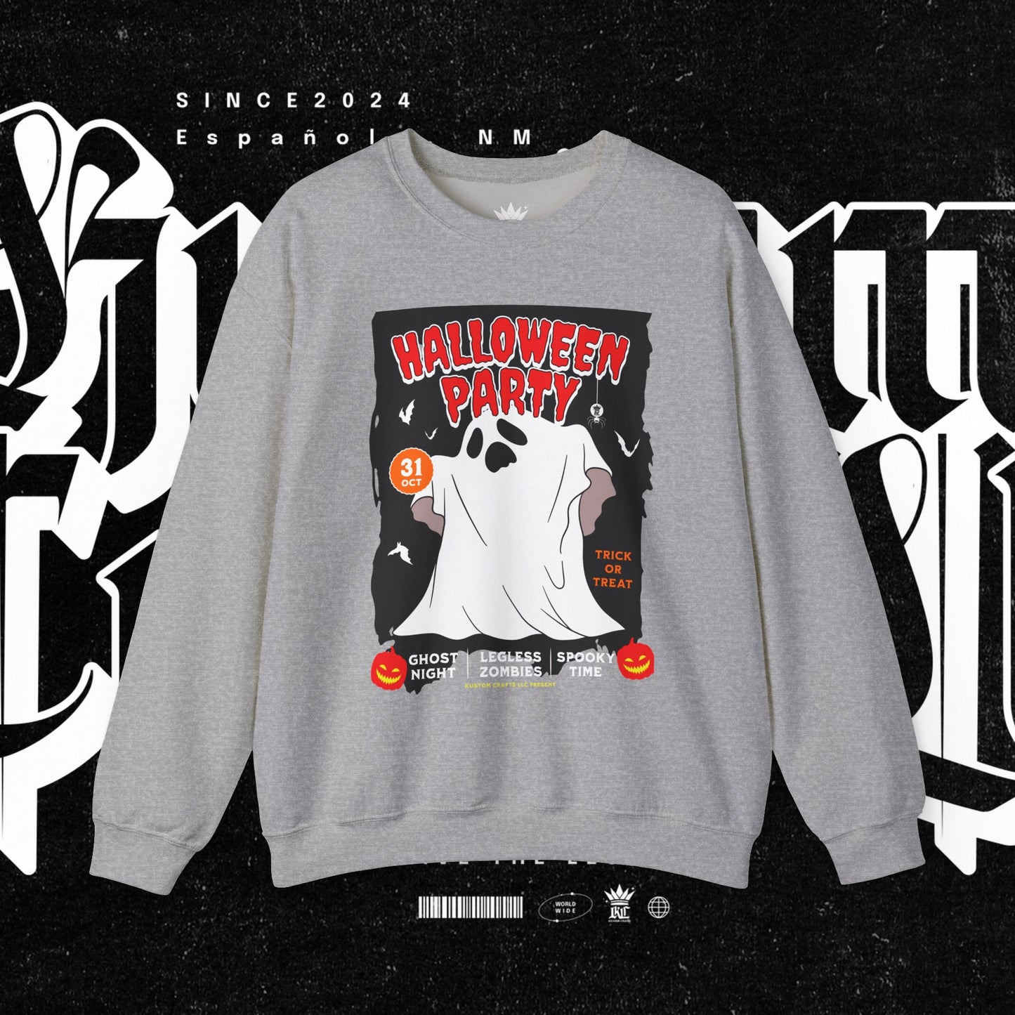 Halloween Party Sweatshirt, Spooky Season Apparel, Ghost Design Crewneck, Unisex Halloween Gift, Cozy Fall Fashion